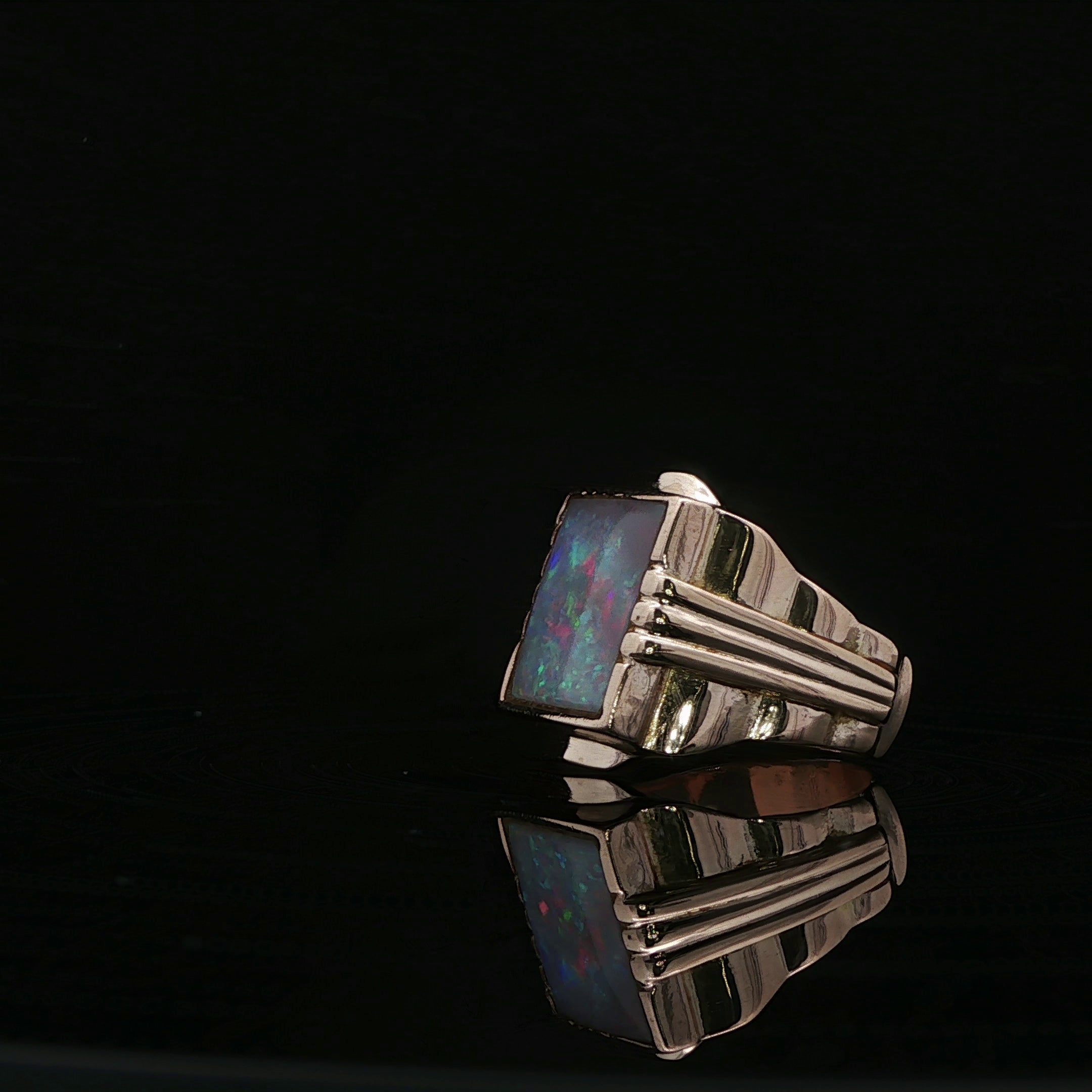 14k Yellow Gold Ring with Square Opal