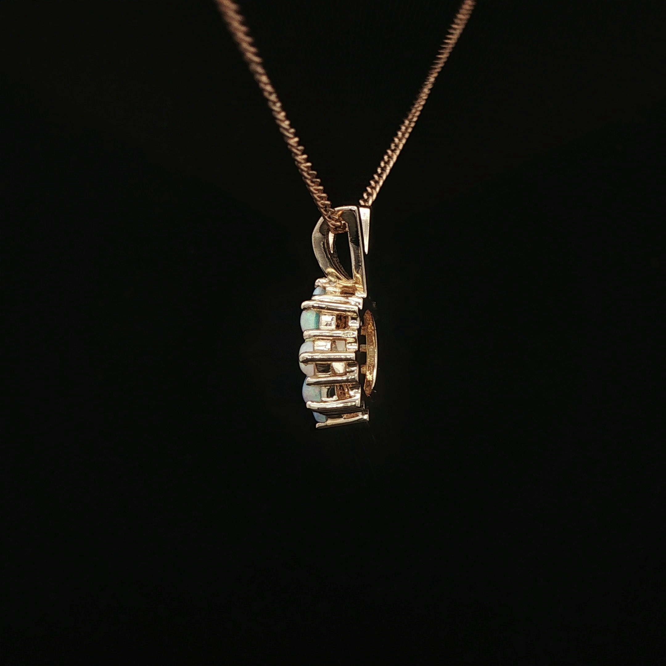 14k Yellow Gold Opal Floral Diamond Center Pendant