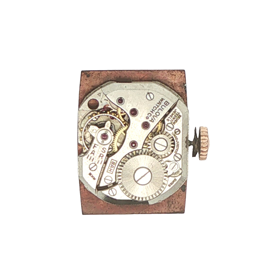 Vintage 1940s Bulova 14K Solid Rose Gold Art Deco Manual Wind Estate Watch
