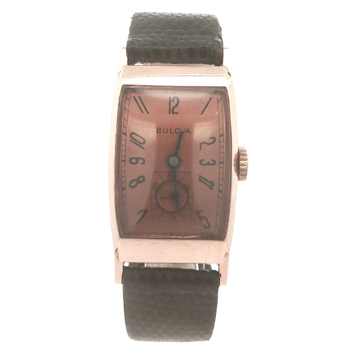 Vintage 1940s Bulova 14K Solid Rose Gold Art Deco Manual Wind Estate Watch