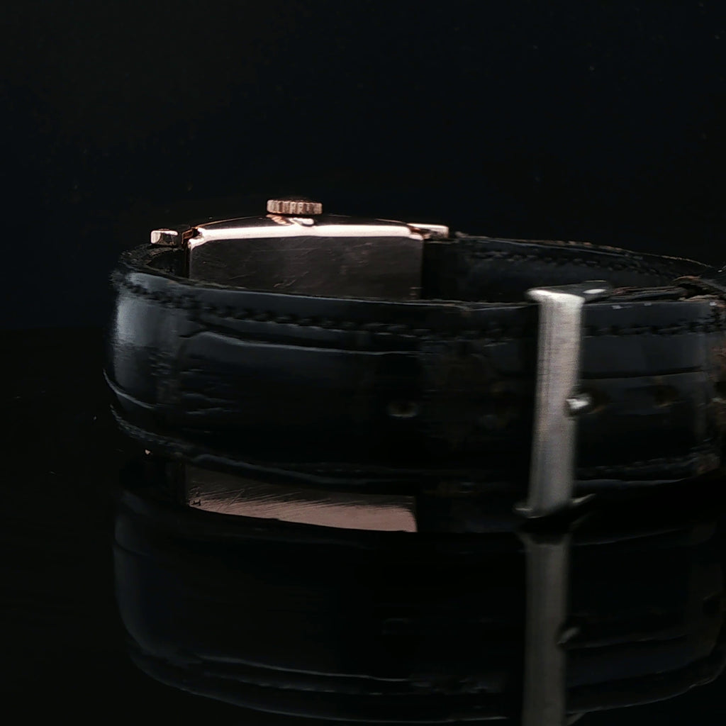 14K Vintage Rose Gold Tank Style Bulova Watch