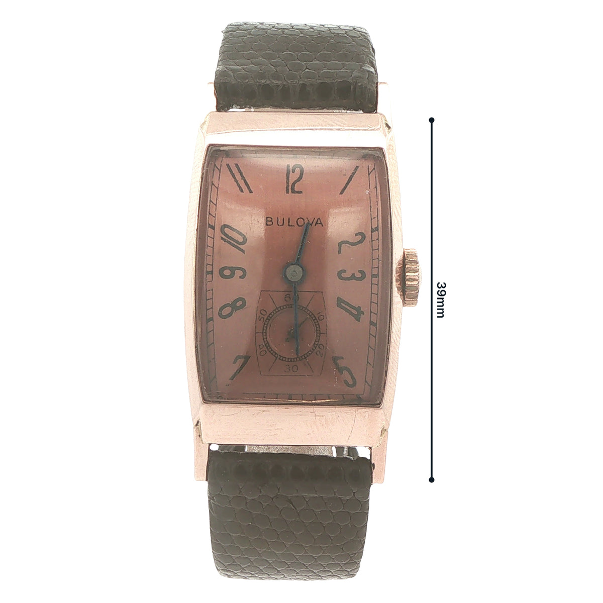 Vintage 1940s Bulova 14K Solid Rose Gold Art Deco Manual Wind Estate Watch