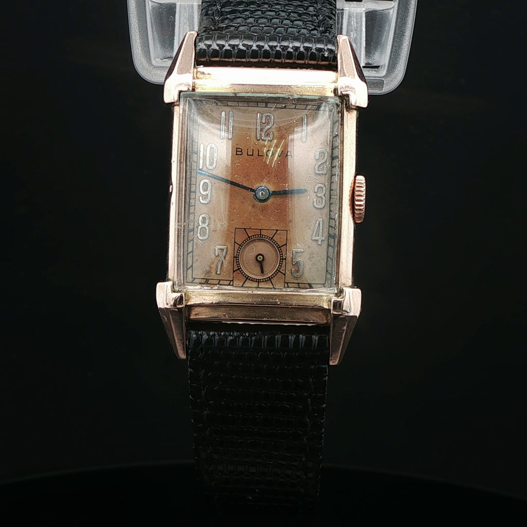 1946 Vintage Estate Bulova 14K Rose Gold-Filled Rectangular Watch – 21mm