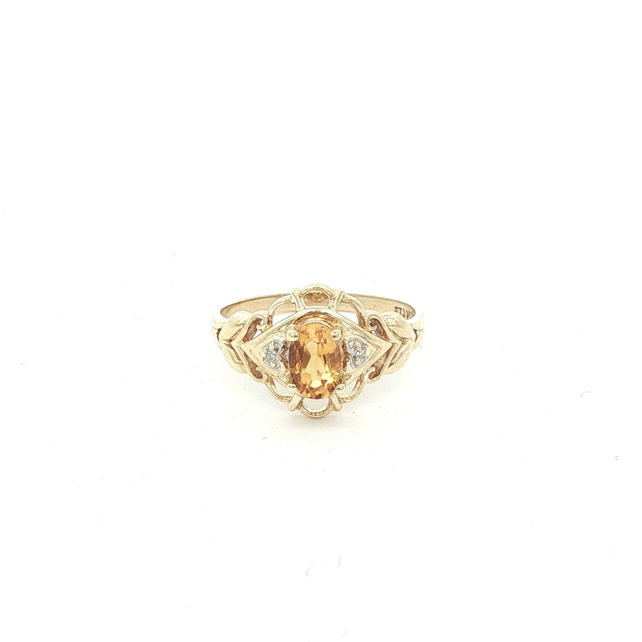 10k Yellow Gold Citrine Oval Diamond Ring