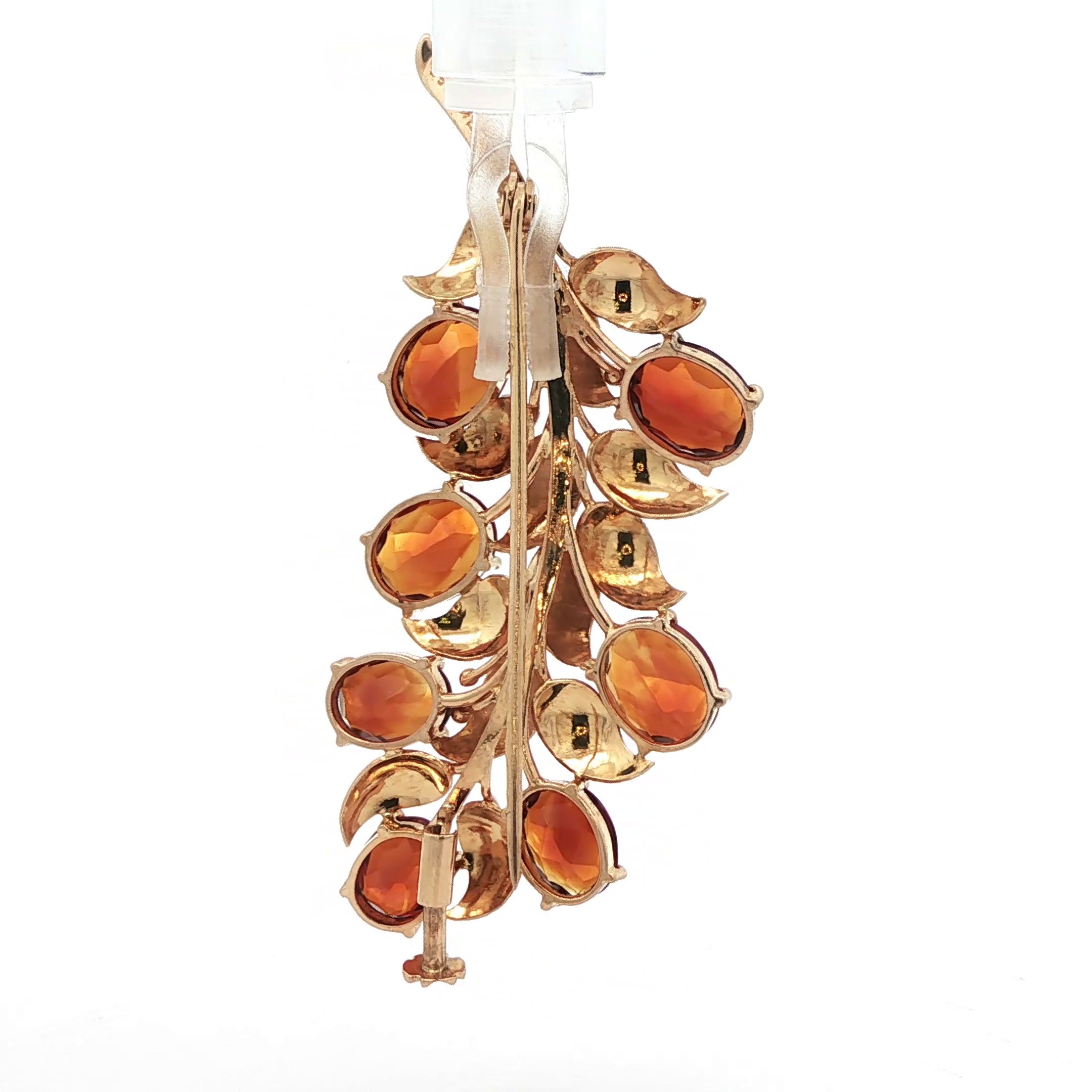 18k Gold Citrine Leaf Brooch