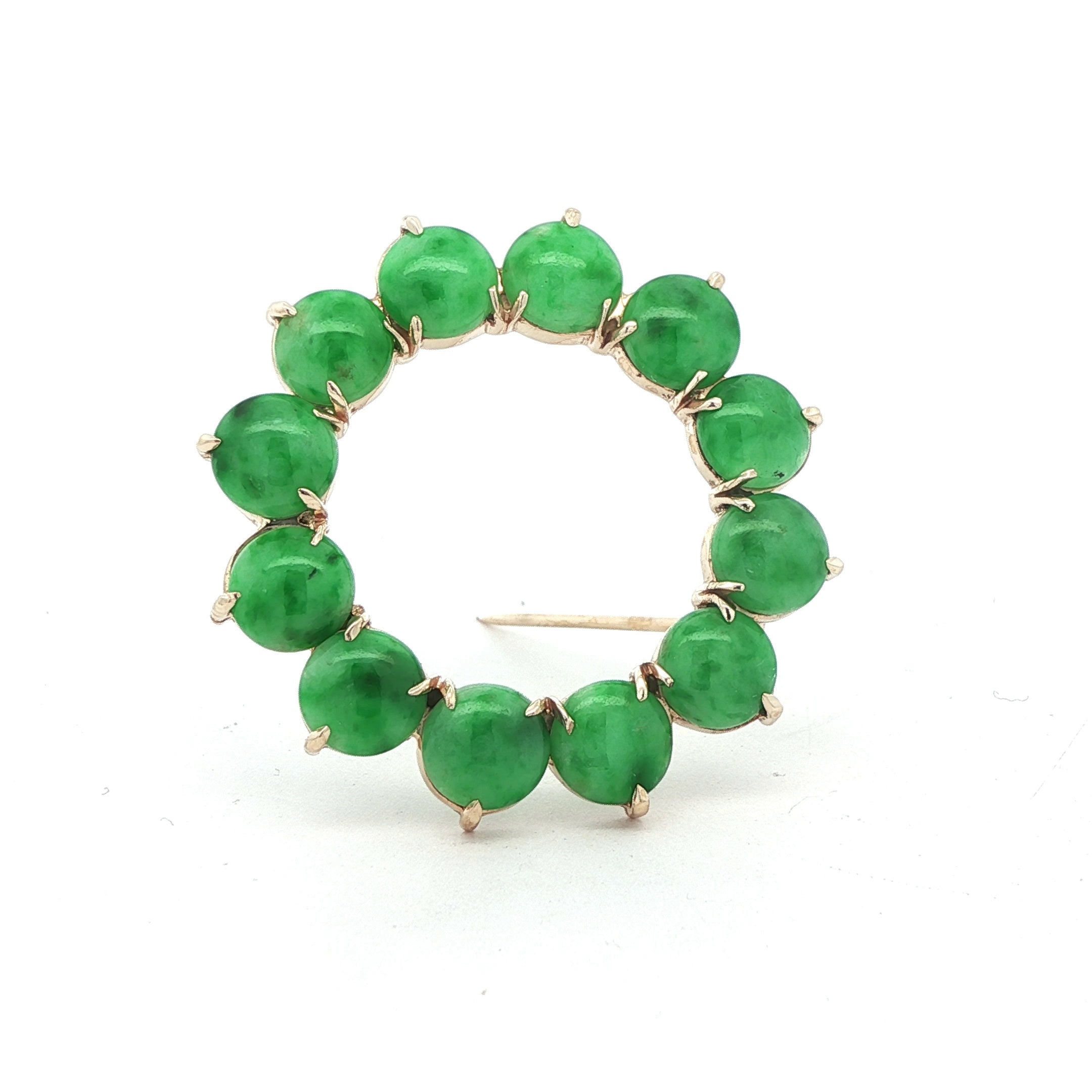 14k Jade Circular Brooche