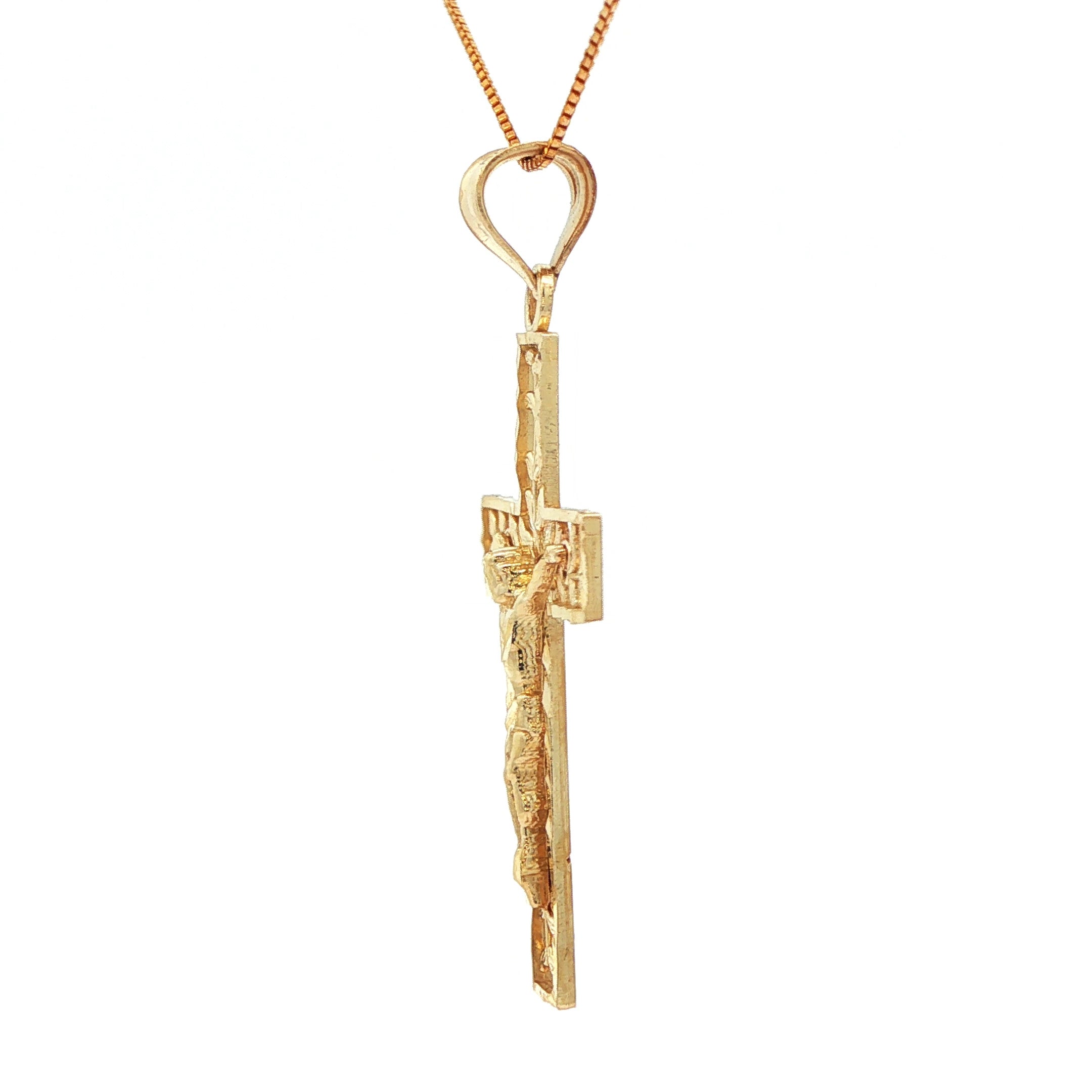10K Yellow Gold Floral Cross Charm Necklace