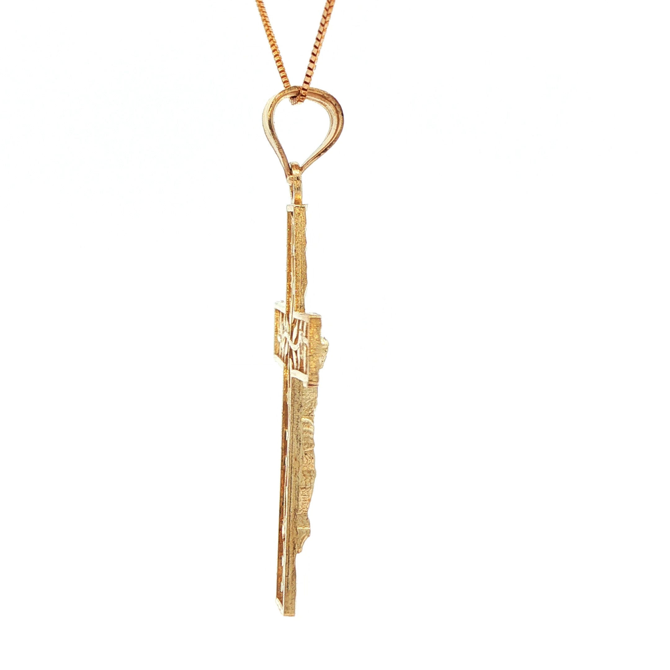 10K Yellow Gold Floral Cross Charm Necklace