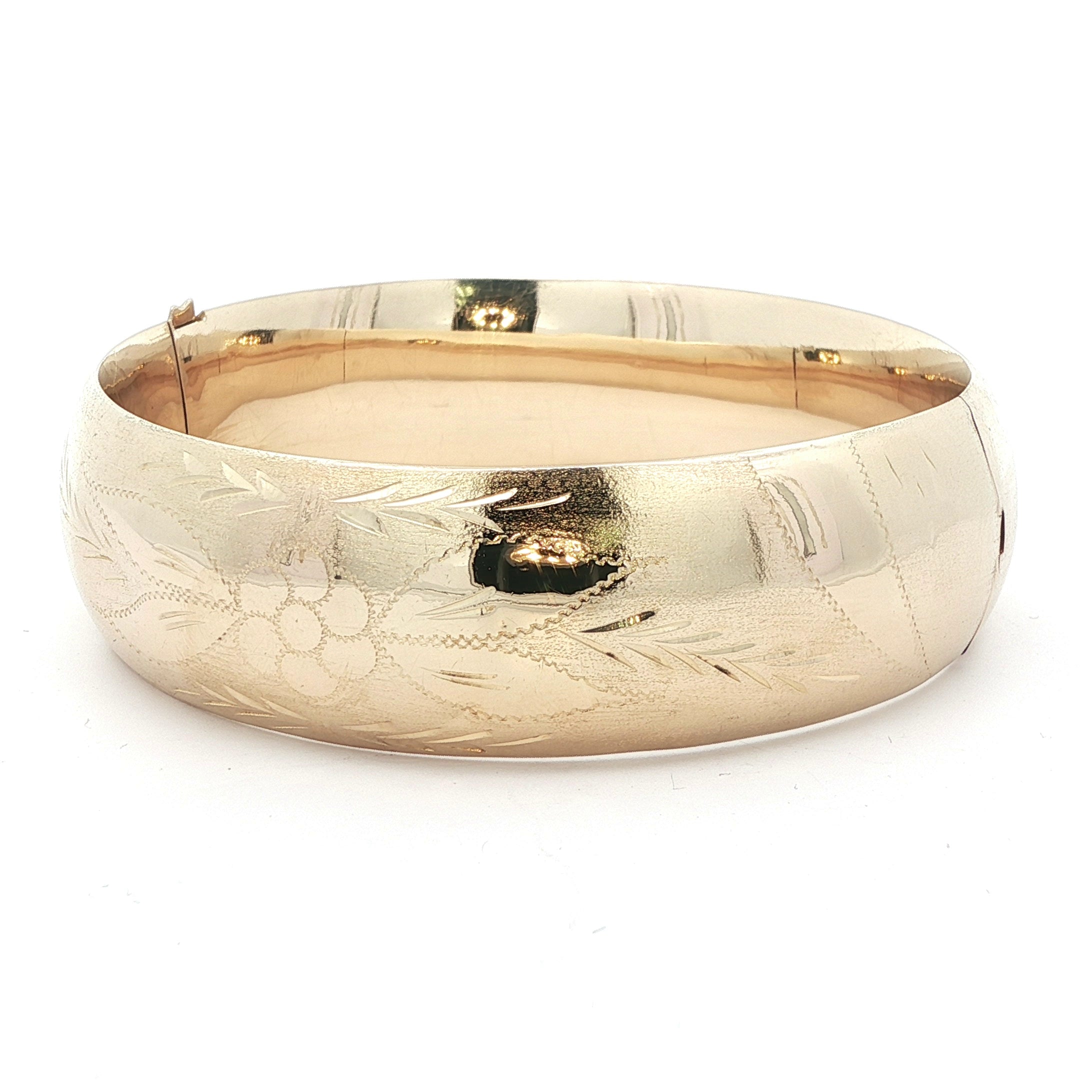 14K Yellow Gold Vintage Foral Etched bangle