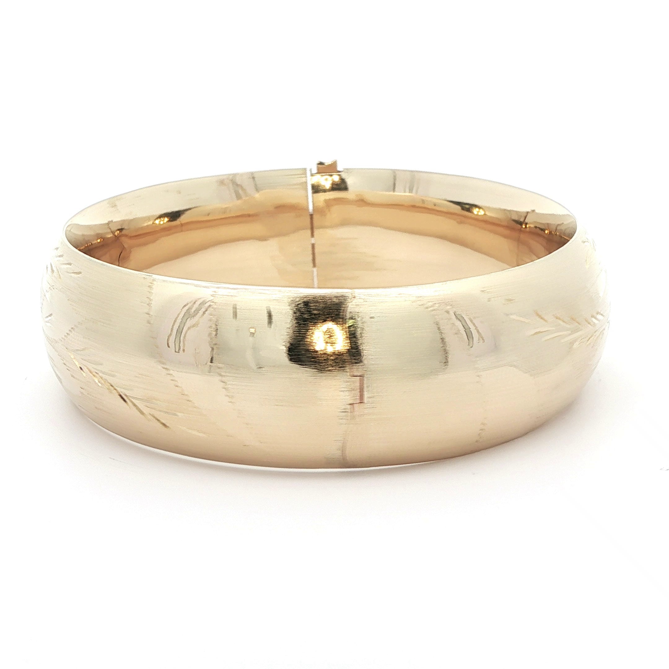 14K Yellow Gold Vintage Foral Etched bangle