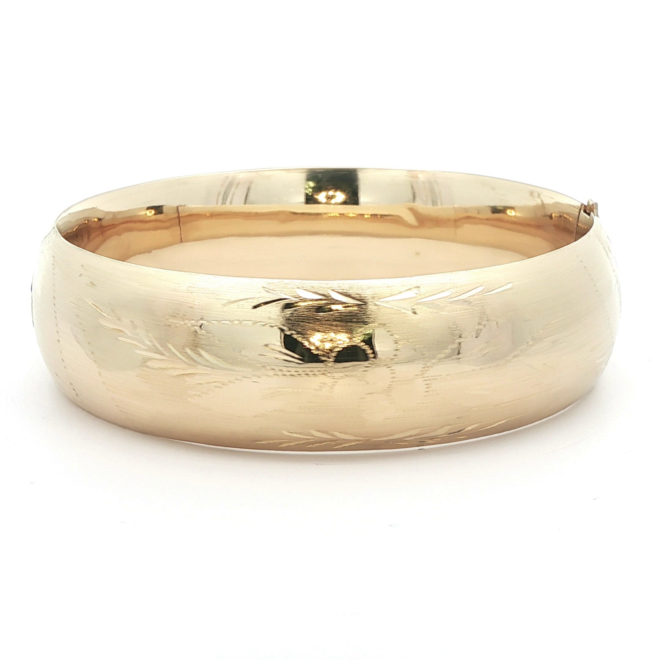 14K Yellow Gold Vintage Foral Etched bangle