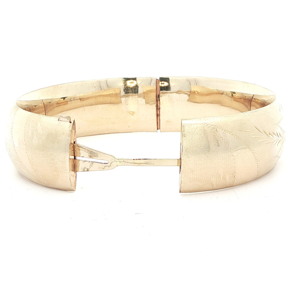 14K Yellow Gold Vintage Foral Etched bangle