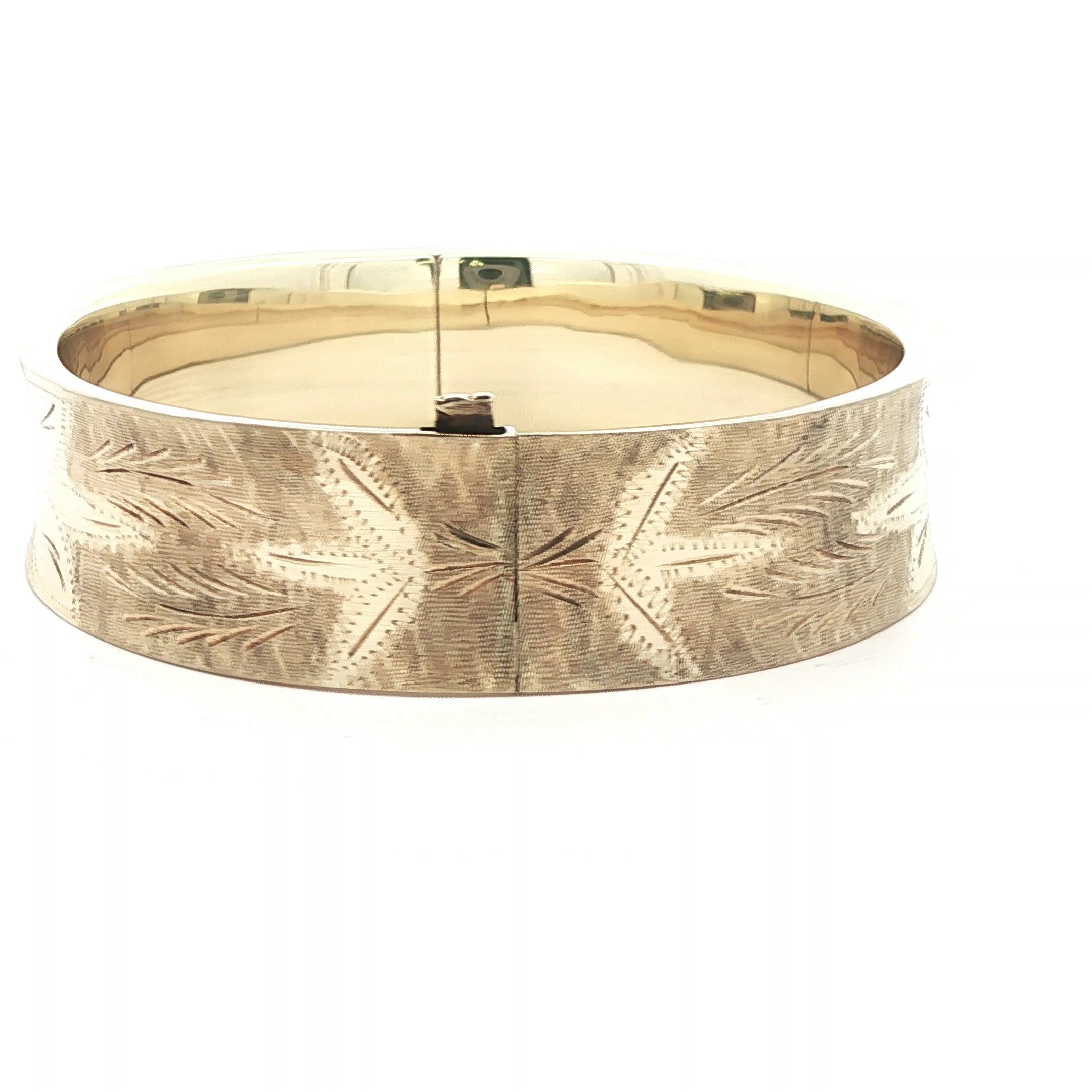 14k Yellow Gold 1960s Vintage Engraved Bangle