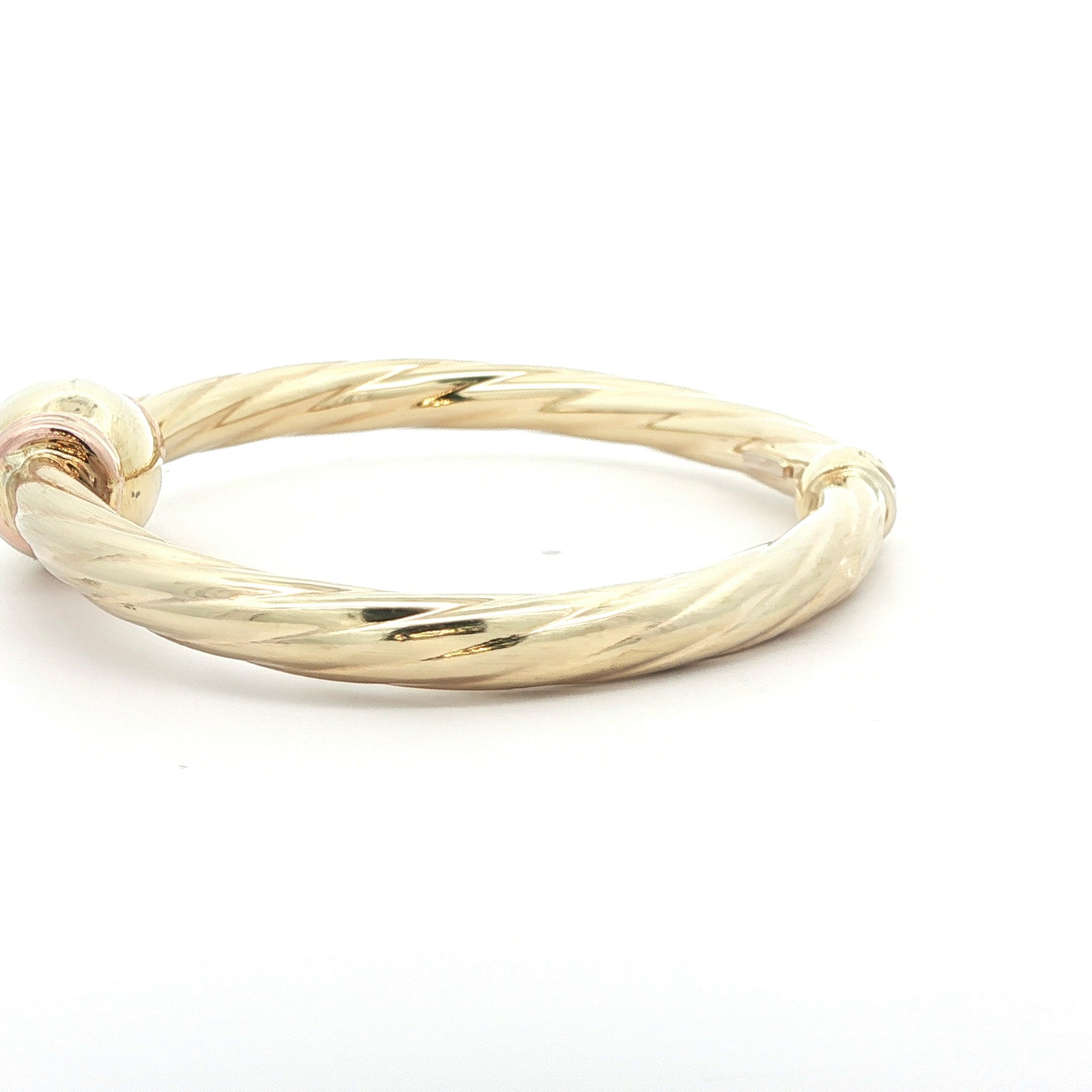 14K Yellow Gold Vintage Estate Tubular Bangle with Ball Clasp,1980