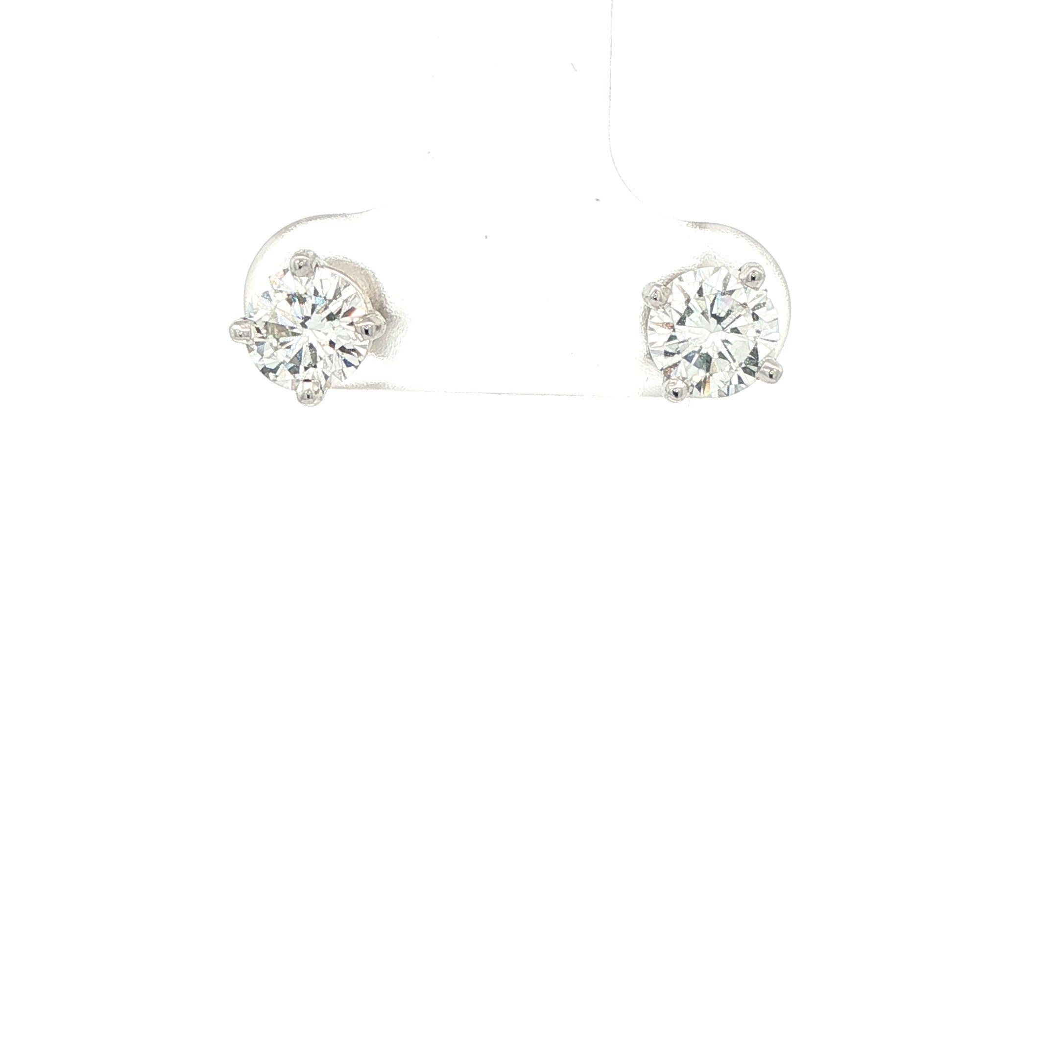 14K White Gold Diamond Stud Earrings - 1.34 CTW VS1
