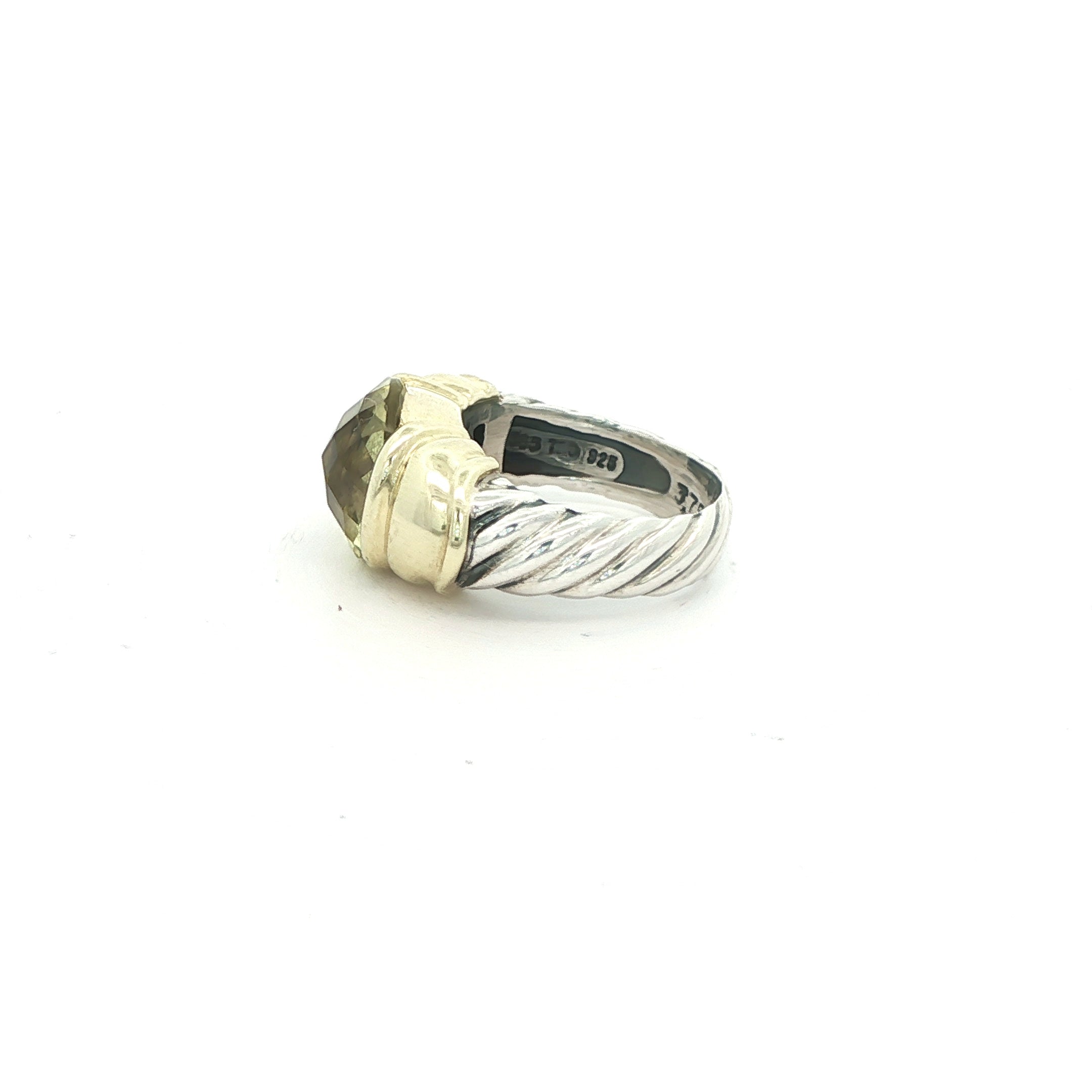 David Yurman Estate Lemon Citrine Ring in Sterling Silver & 9K Gold, c. 2005