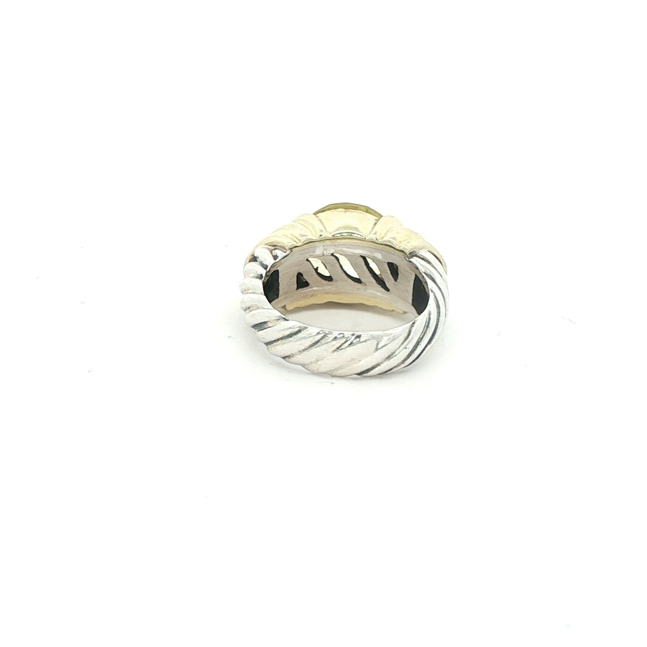 David Yurman Estate Lemon Citrine Ring in Sterling Silver & 9K Gold, c. 2005