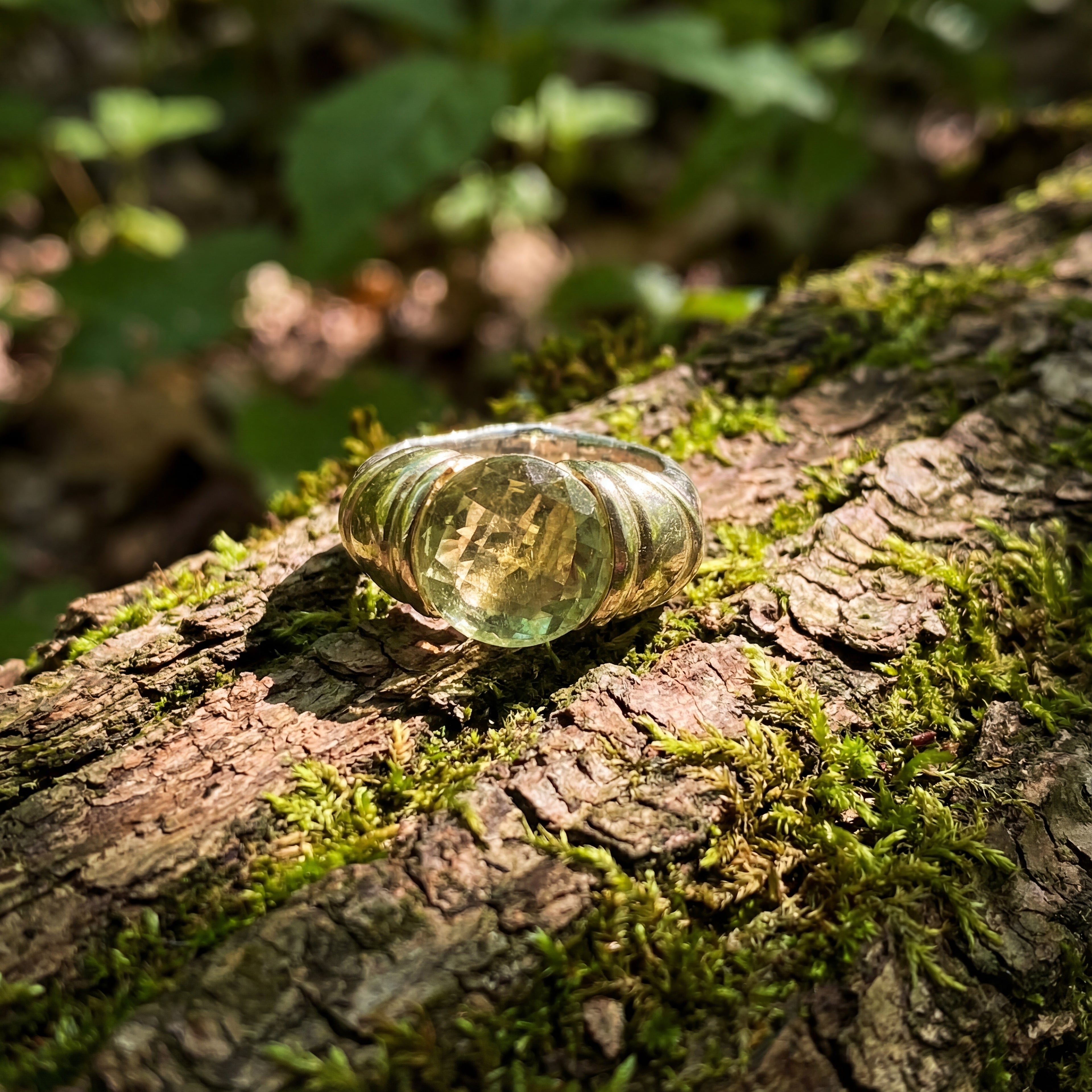 David Yurman Estate Lemon Citrine Ring in Sterling Silver & 9K Gold, c. 2005