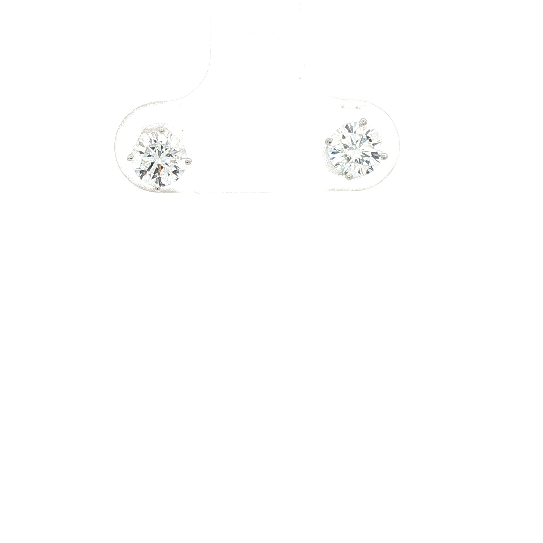 14K White Gold Round Cut Lab-Grown Diamond Earrings - 0.77 ctw VS Clarity