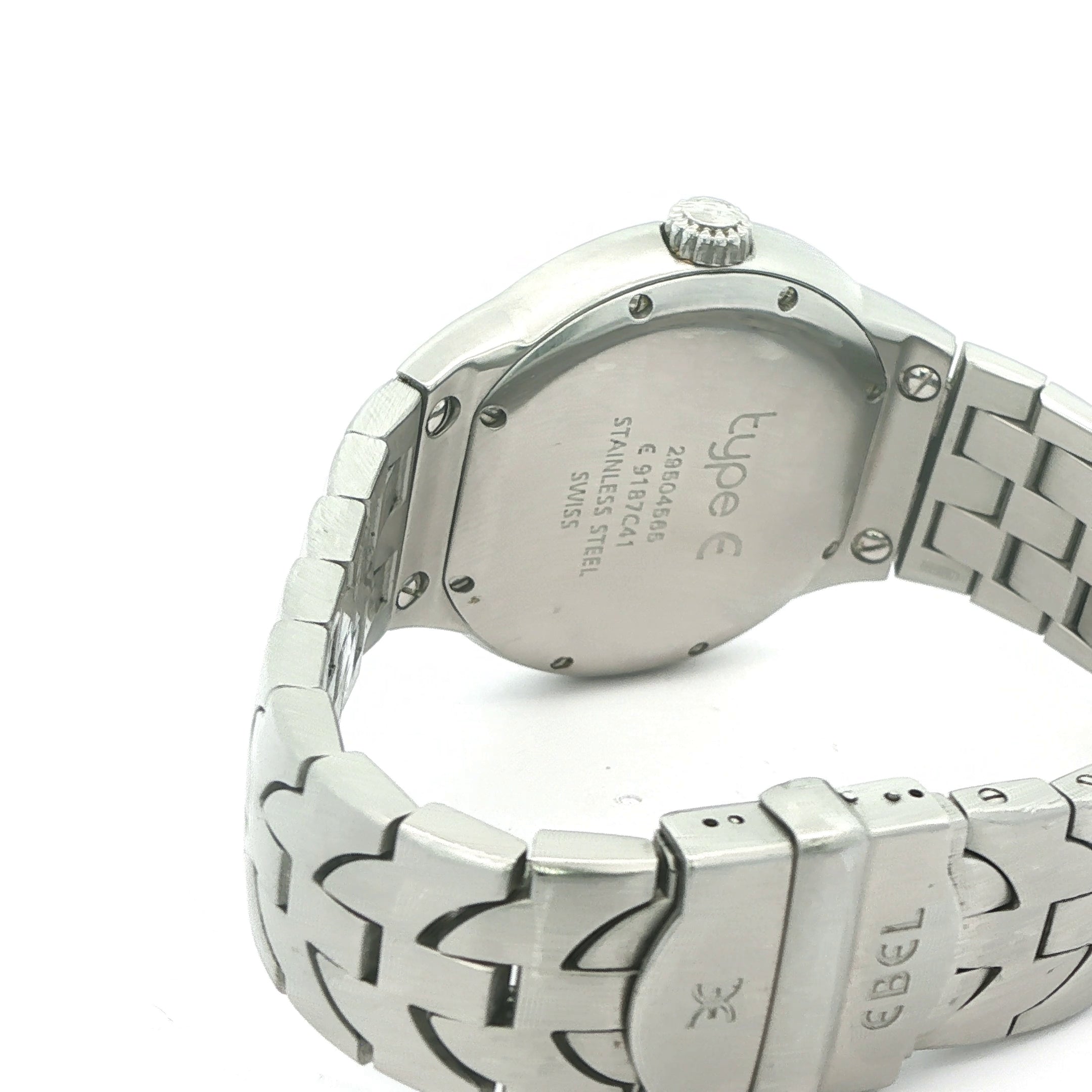 Estate Ebel Type E Stainless Steel Swiss Quartz Watch White Dial Ref 9187C41