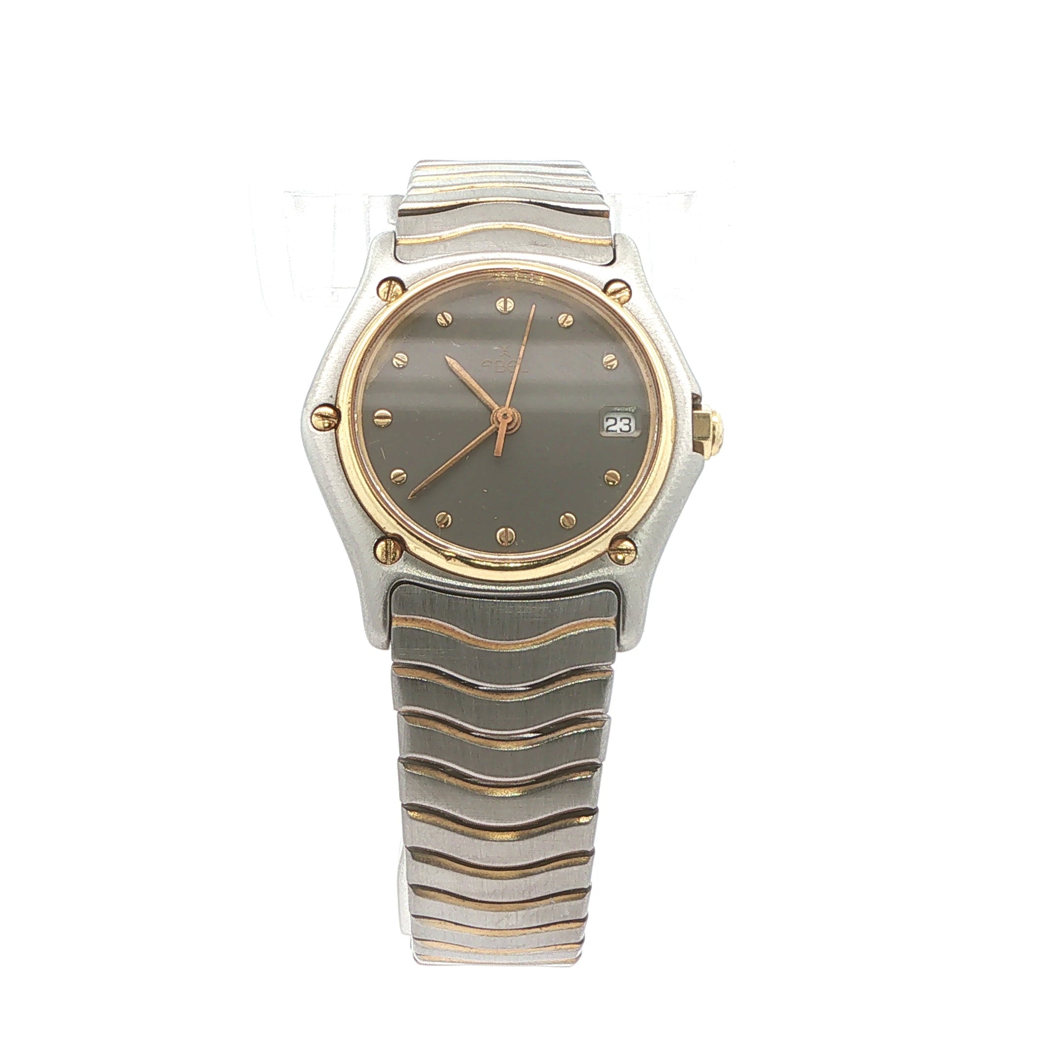 Estate Ebel Sport Classic Two-Tone Quartz Date Watch Gray Dial 24mm x 27mm
