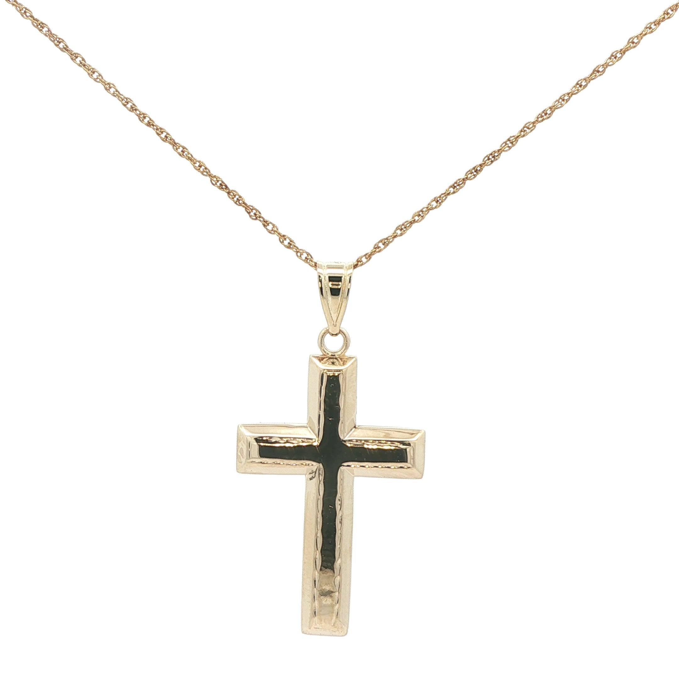 Estate 14K Yellow Gold Cross Pendant Modern Minimalist Design