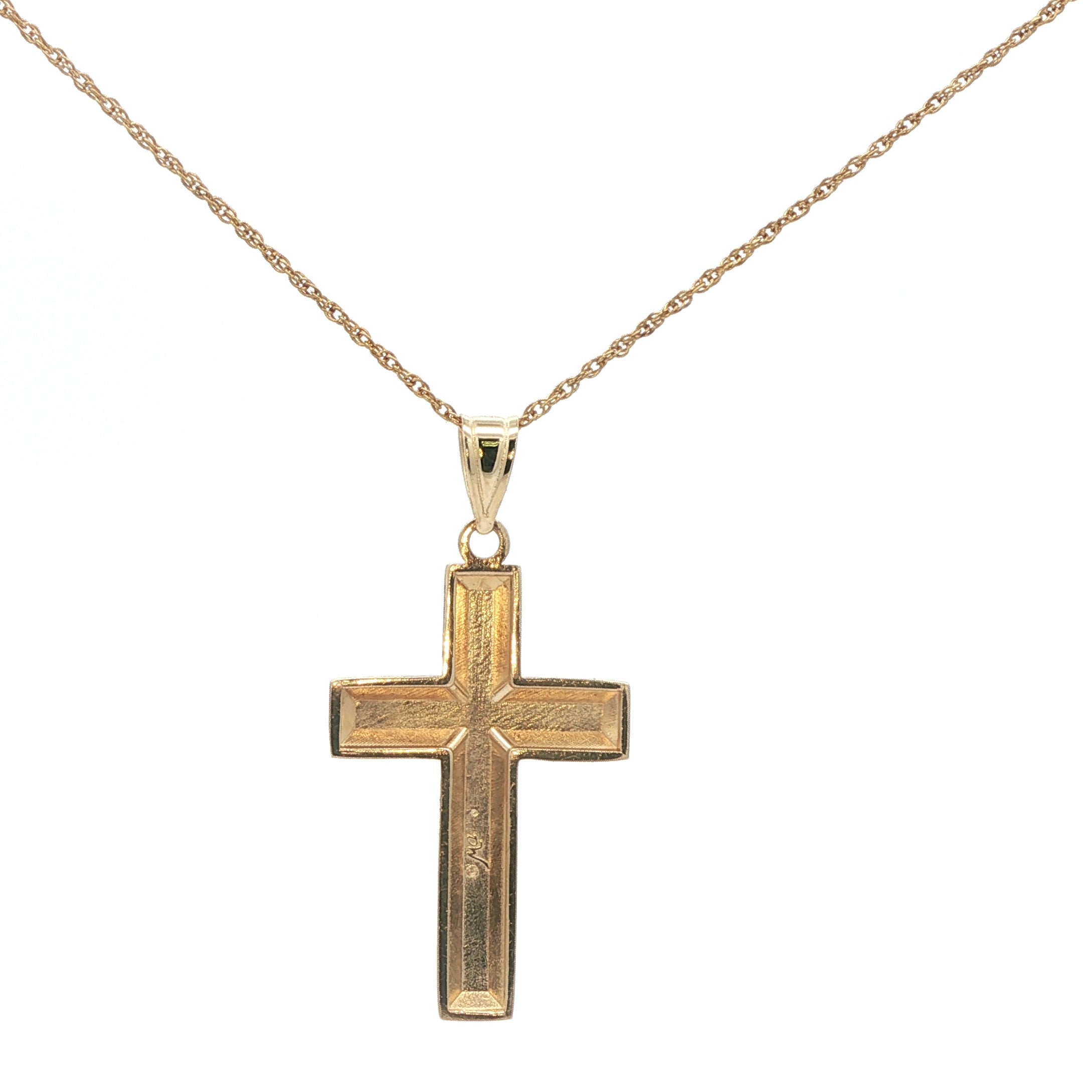 Estate 14K Yellow Gold Cross Pendant Modern Minimalist Design
