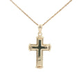 Estate 14K Yellow Gold Cross Pendant with Enamel Inlay