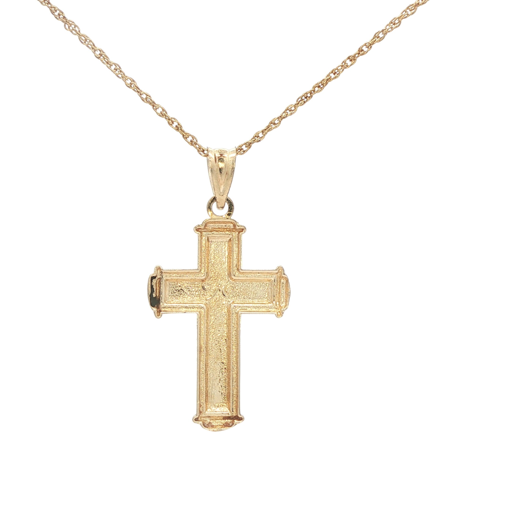 Estate 14K Yellow Gold Cross Pendant with Enamel Inlay