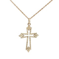 Estate 10K Yellow Gold Cross Pendant Arrow-Tip Design Diamond-Cut Detailing