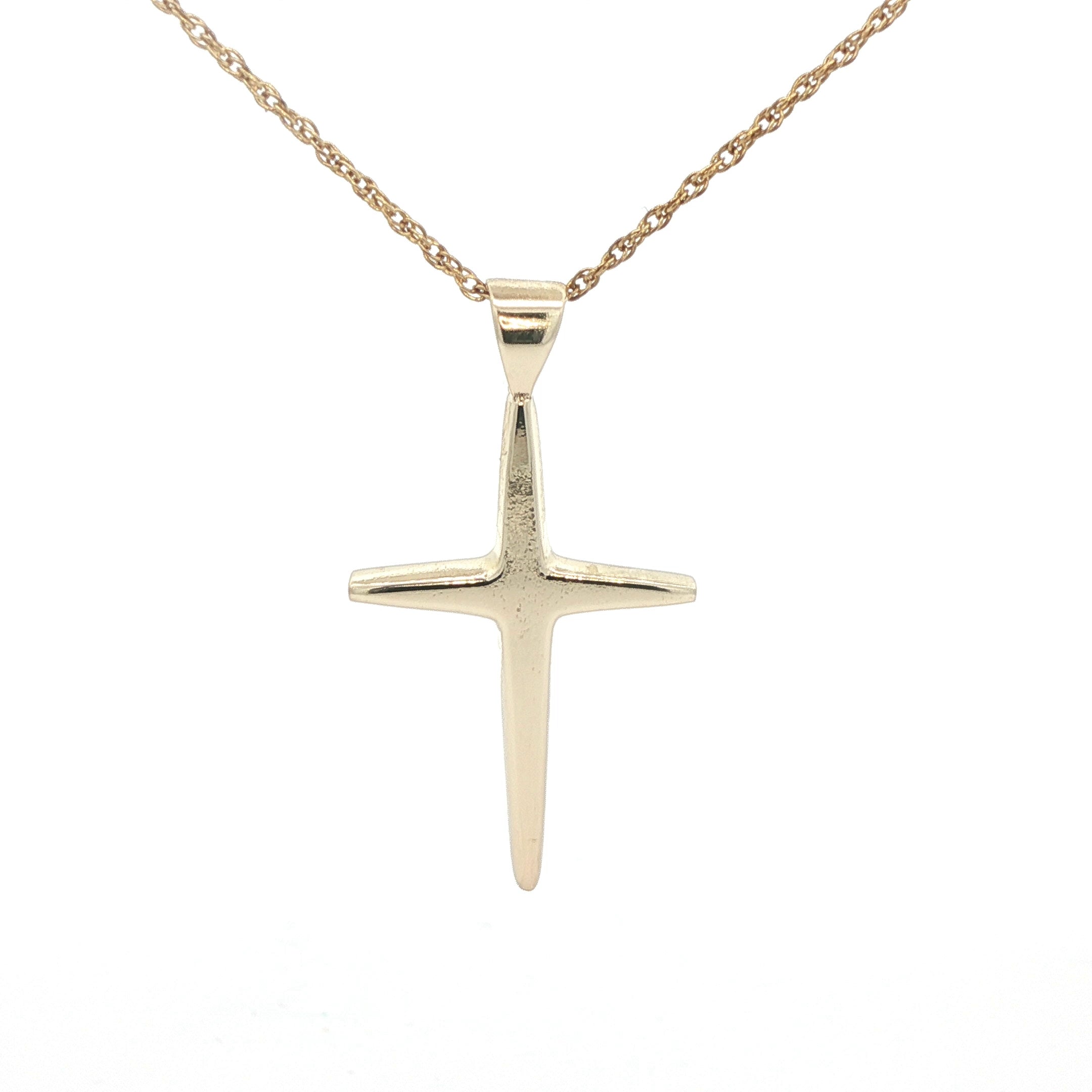 Estate 14K Yellow Gold Cross Pendant Classic Polished Design