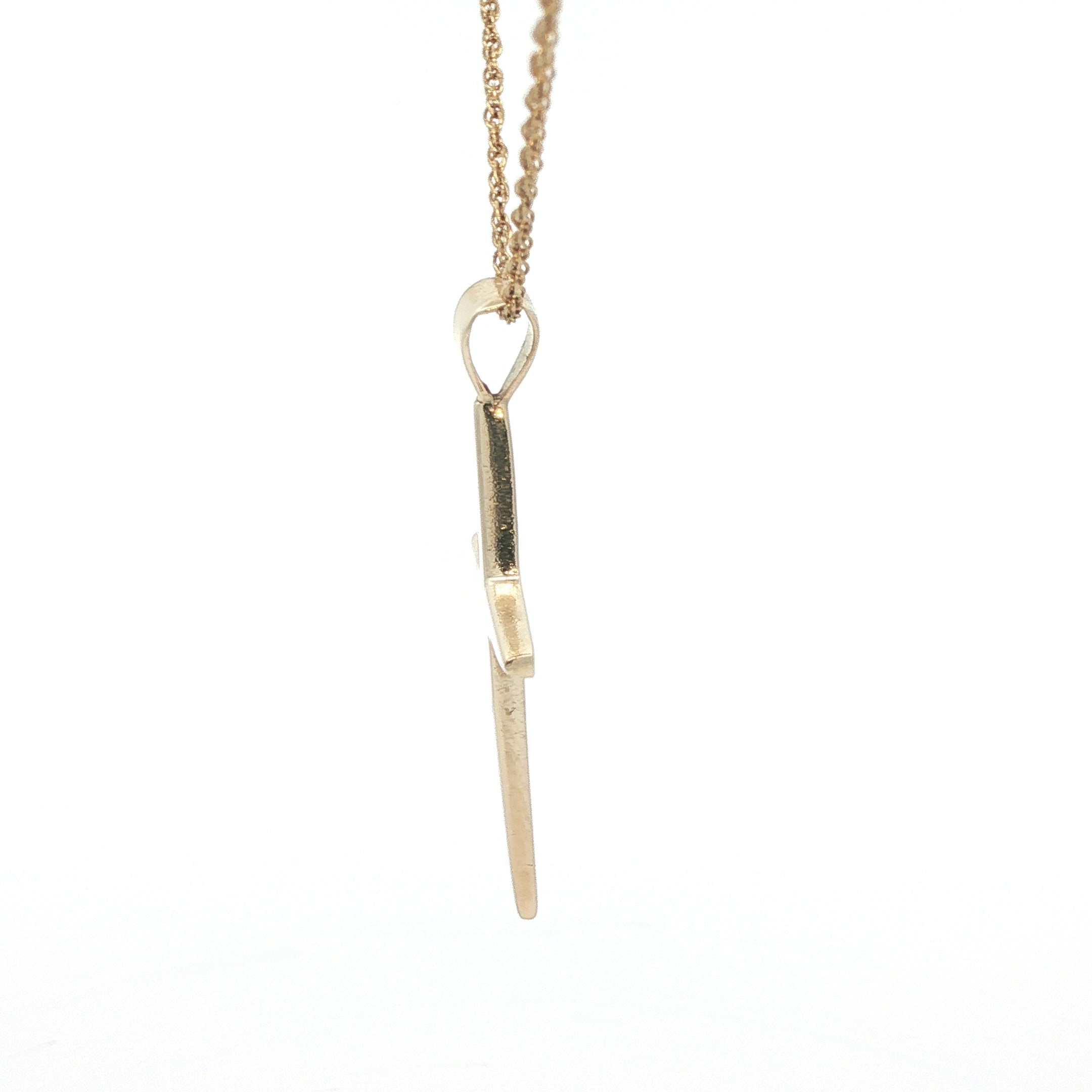 Estate 14K Yellow Gold Cross Pendant Classic Polished Design