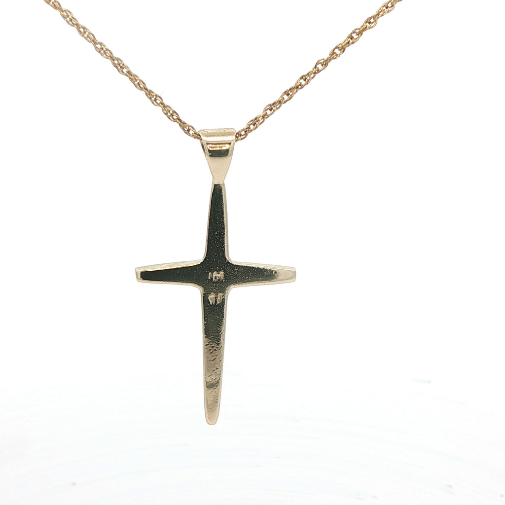 Estate 14K Yellow Gold Cross Pendant Classic Polished Design