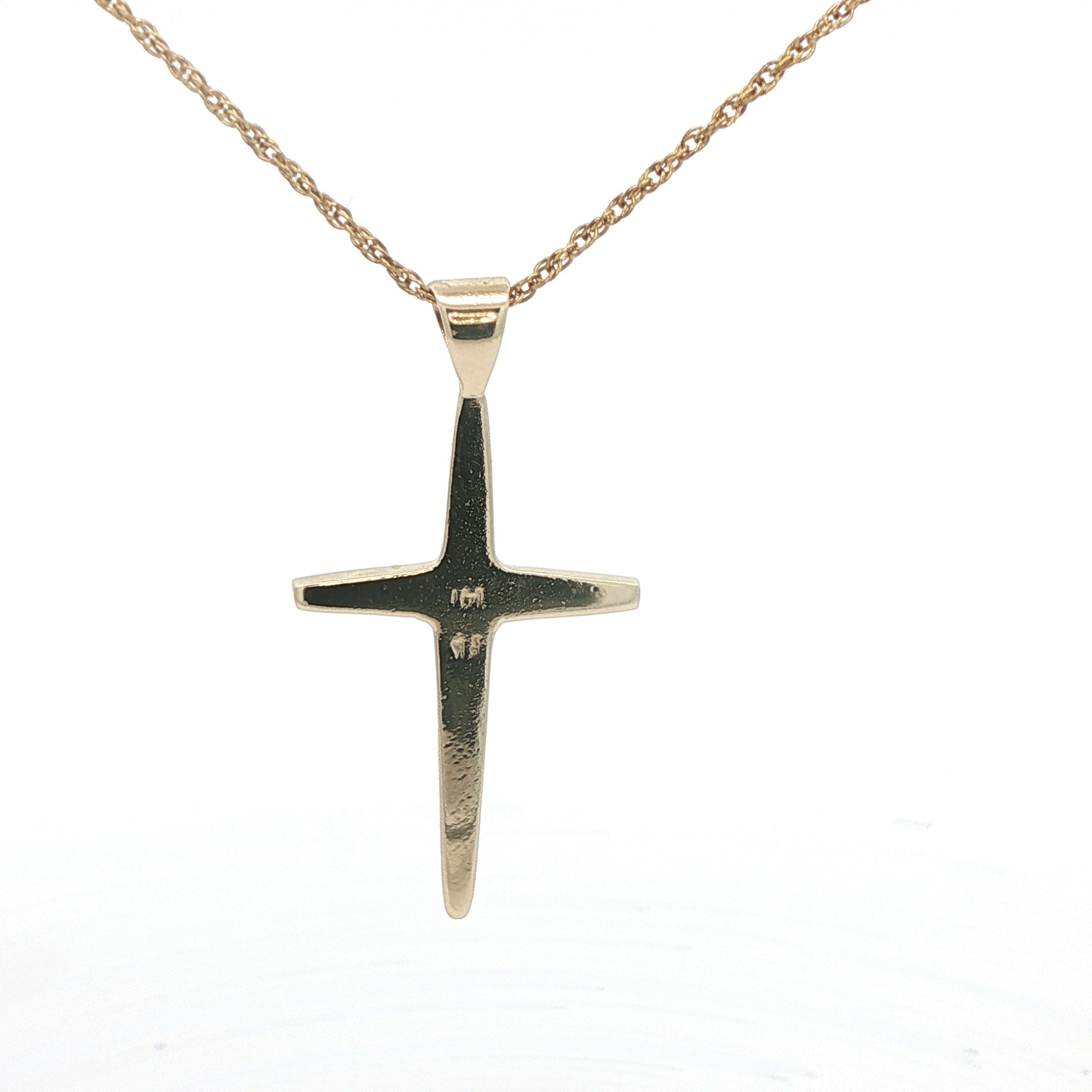 Estate 14K Yellow Gold Cross Pendant Classic Polished Design