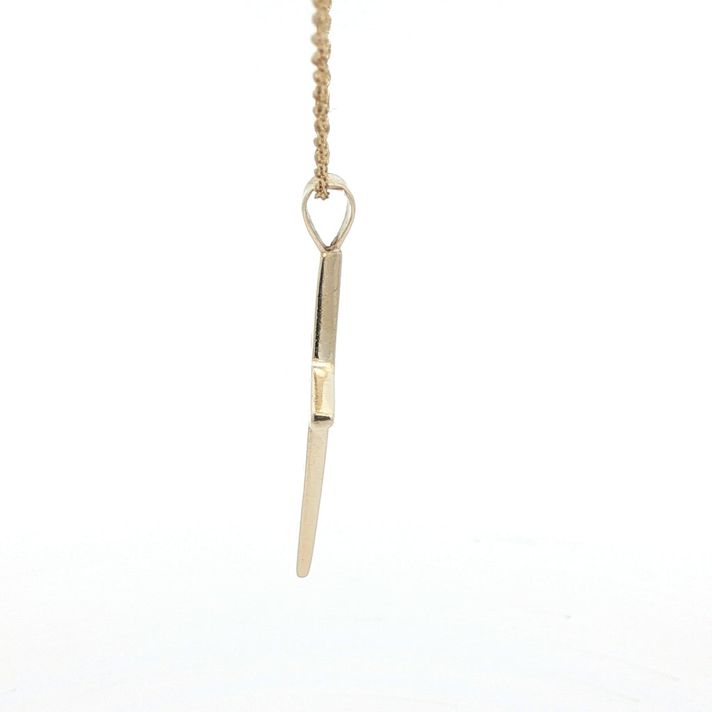 Estate 14K Yellow Gold Cross Pendant Classic Polished Design