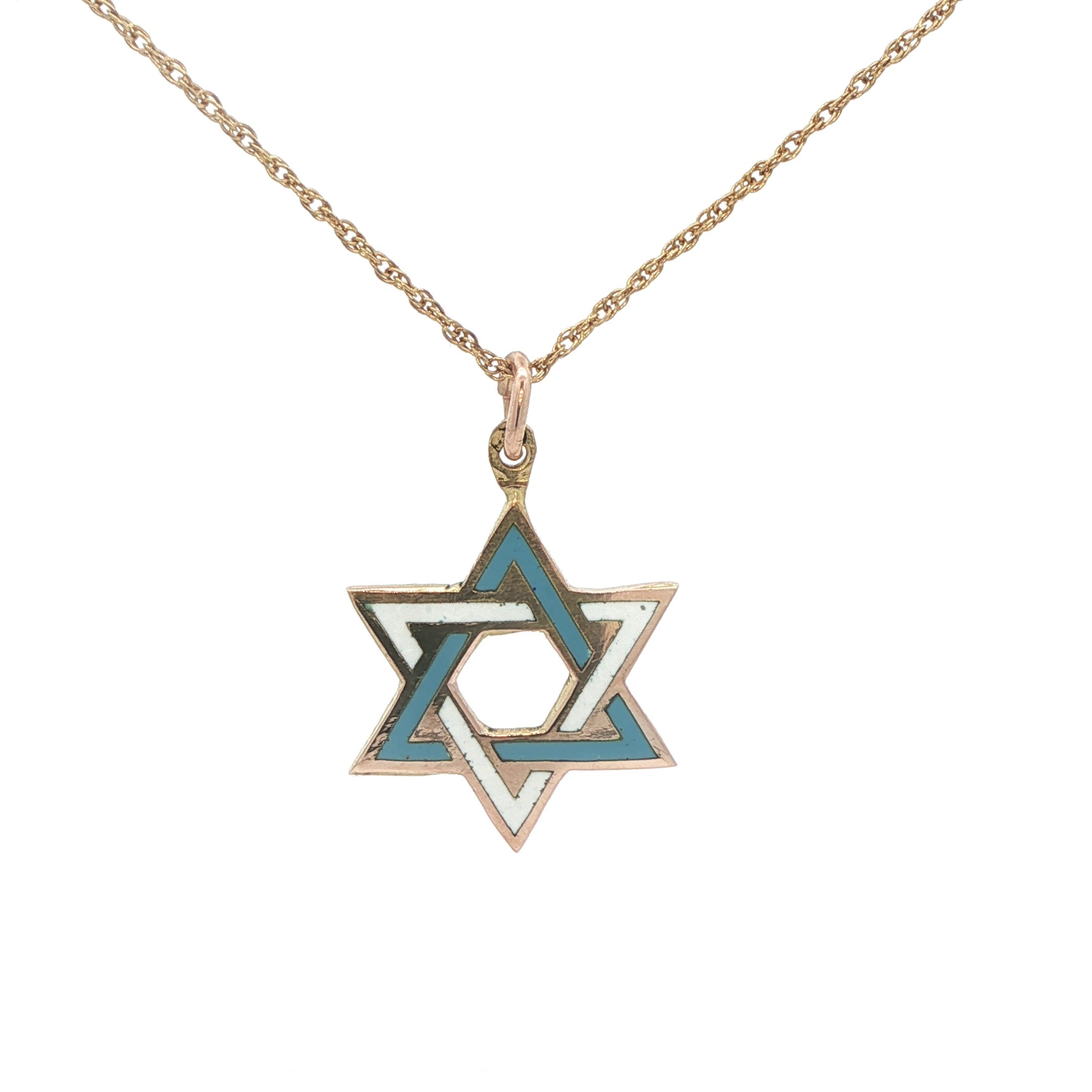 Vintage 14K Yellow Gold Star of David Pendant Necklace – Israel Made
