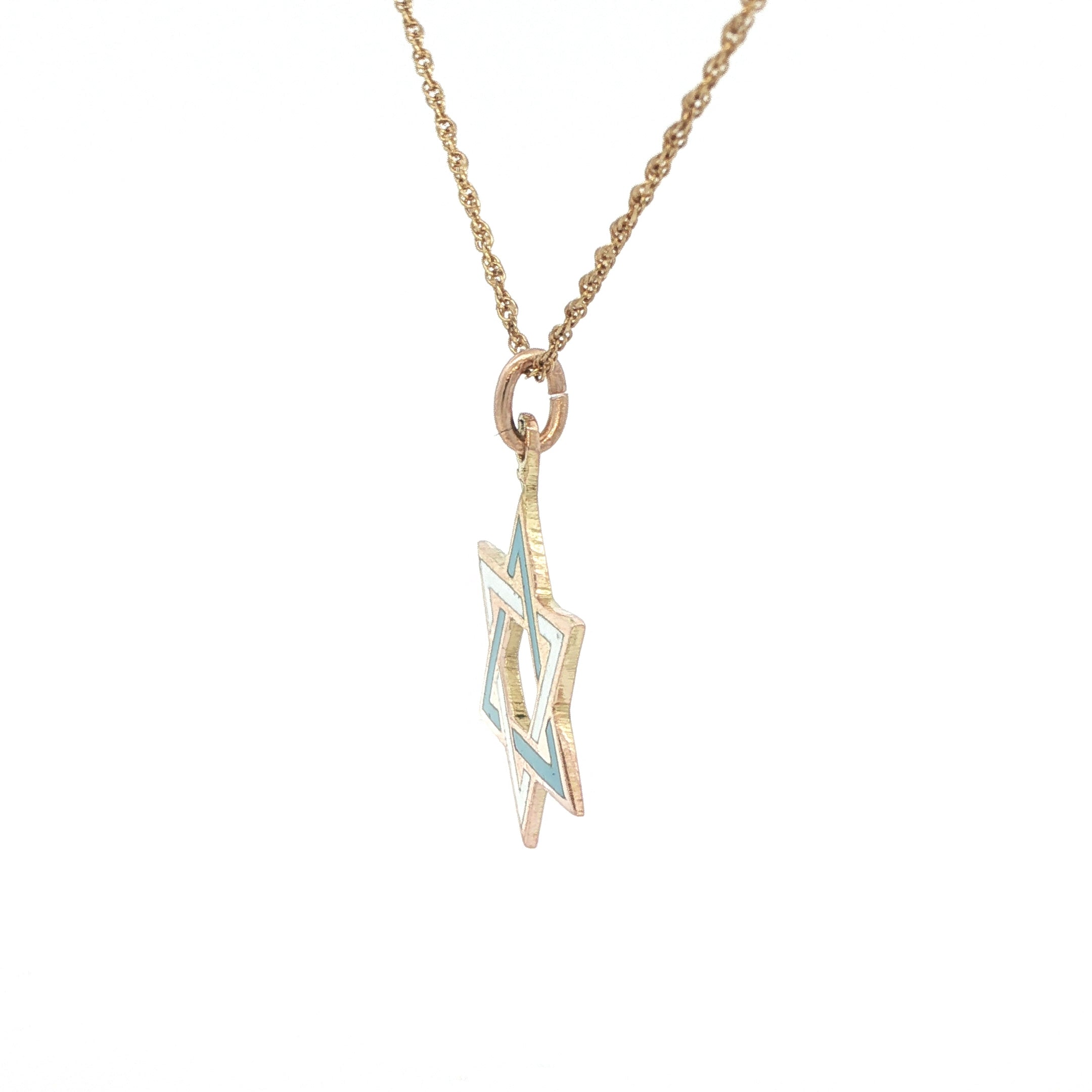 Vintage 14K Yellow Gold Star of David Pendant Necklace – Israel Made