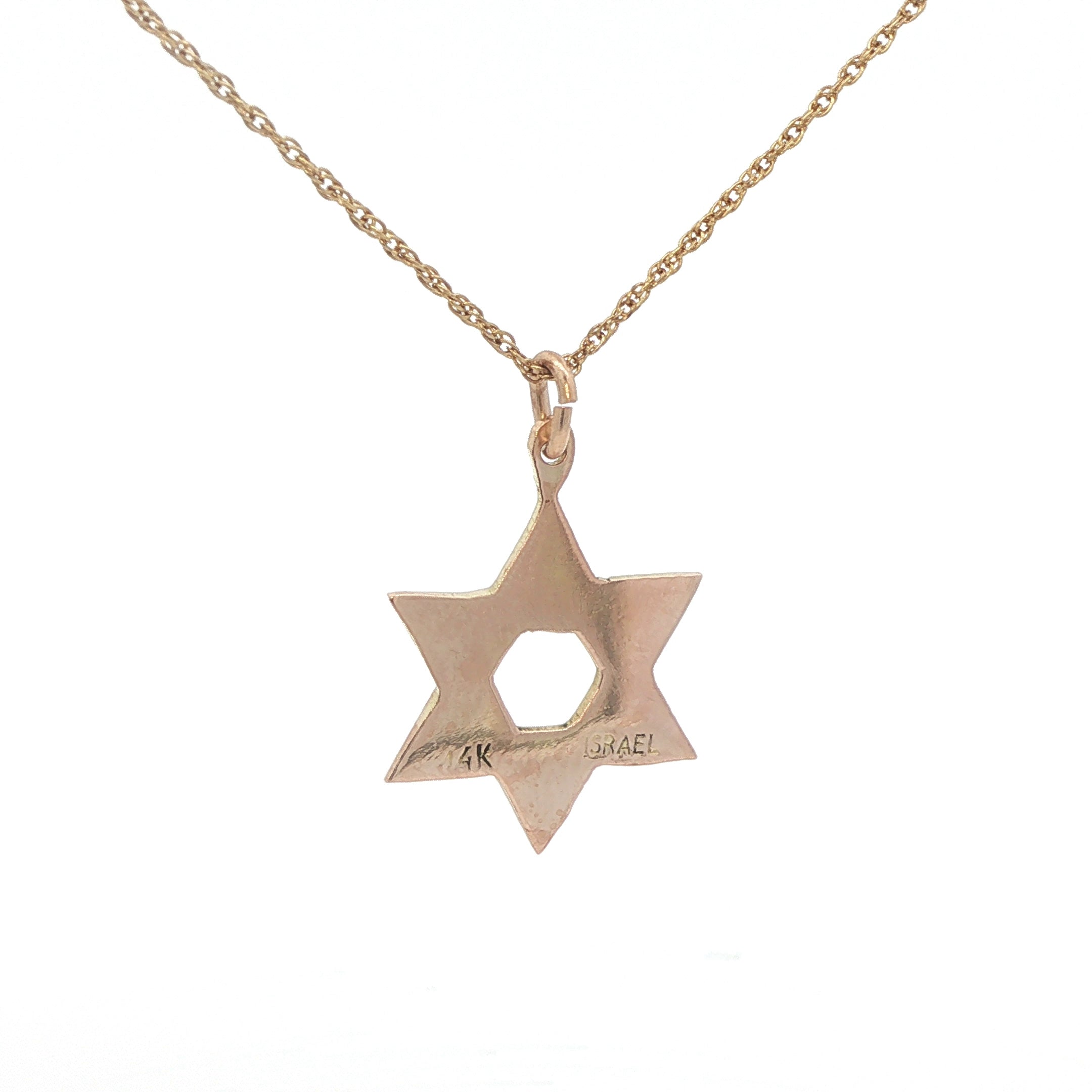 Vintage 14K Yellow Gold Star of David Pendant Necklace – Israel Made