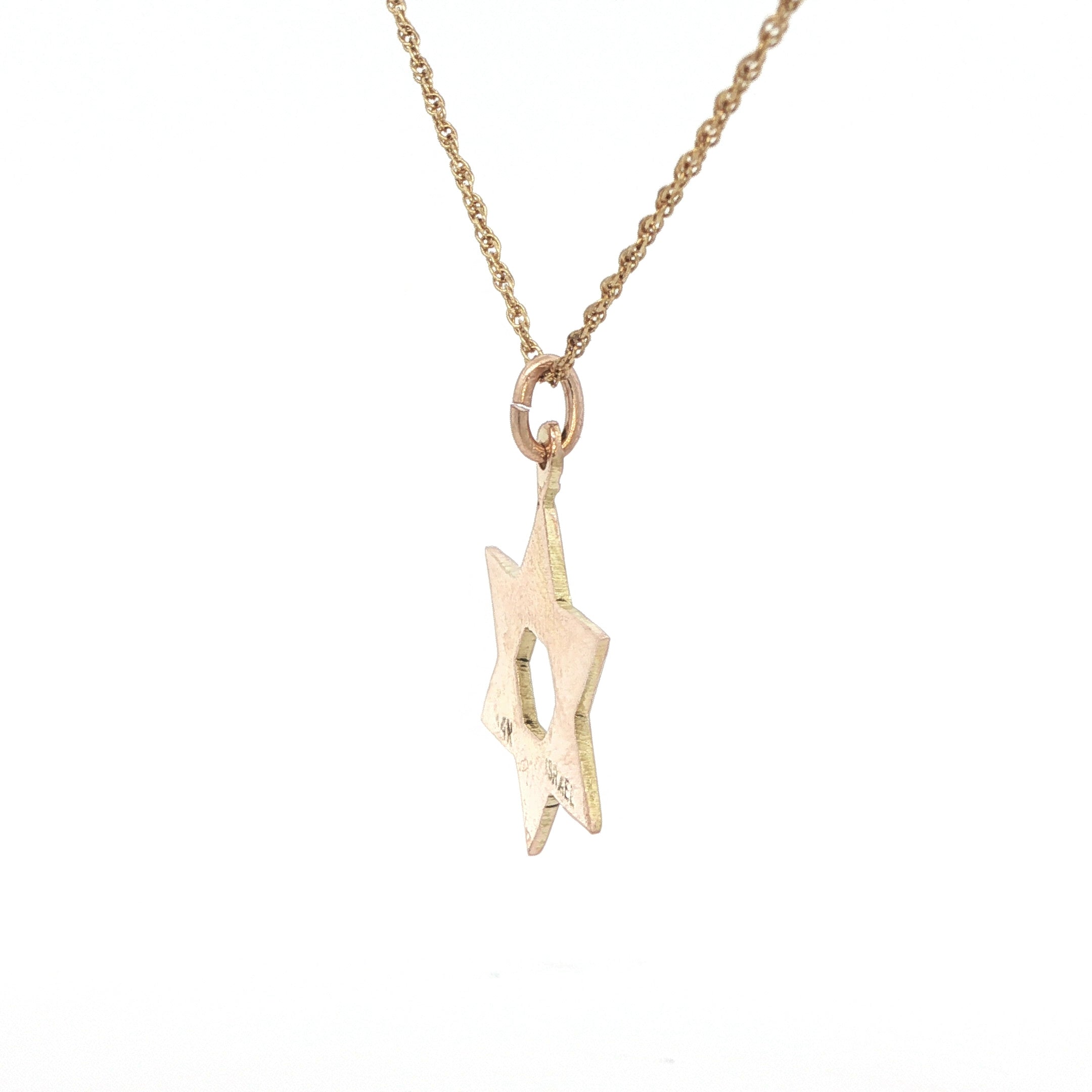 Vintage 14K Yellow Gold Star of David Pendant Necklace – Israel Made