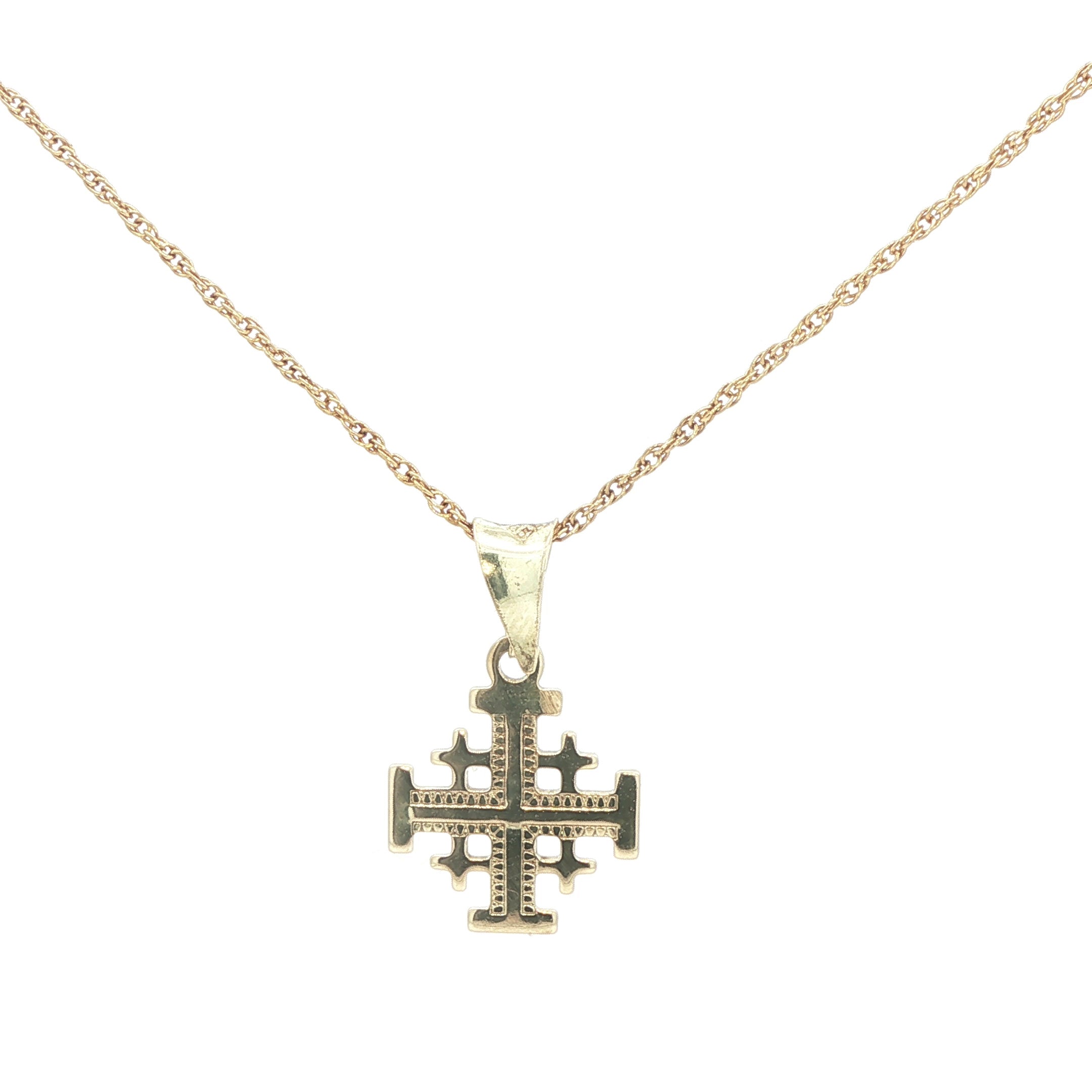 Vintage 14K Yellow Gold Jerusalem Cross Pendant - Authentic Estate Jewelry