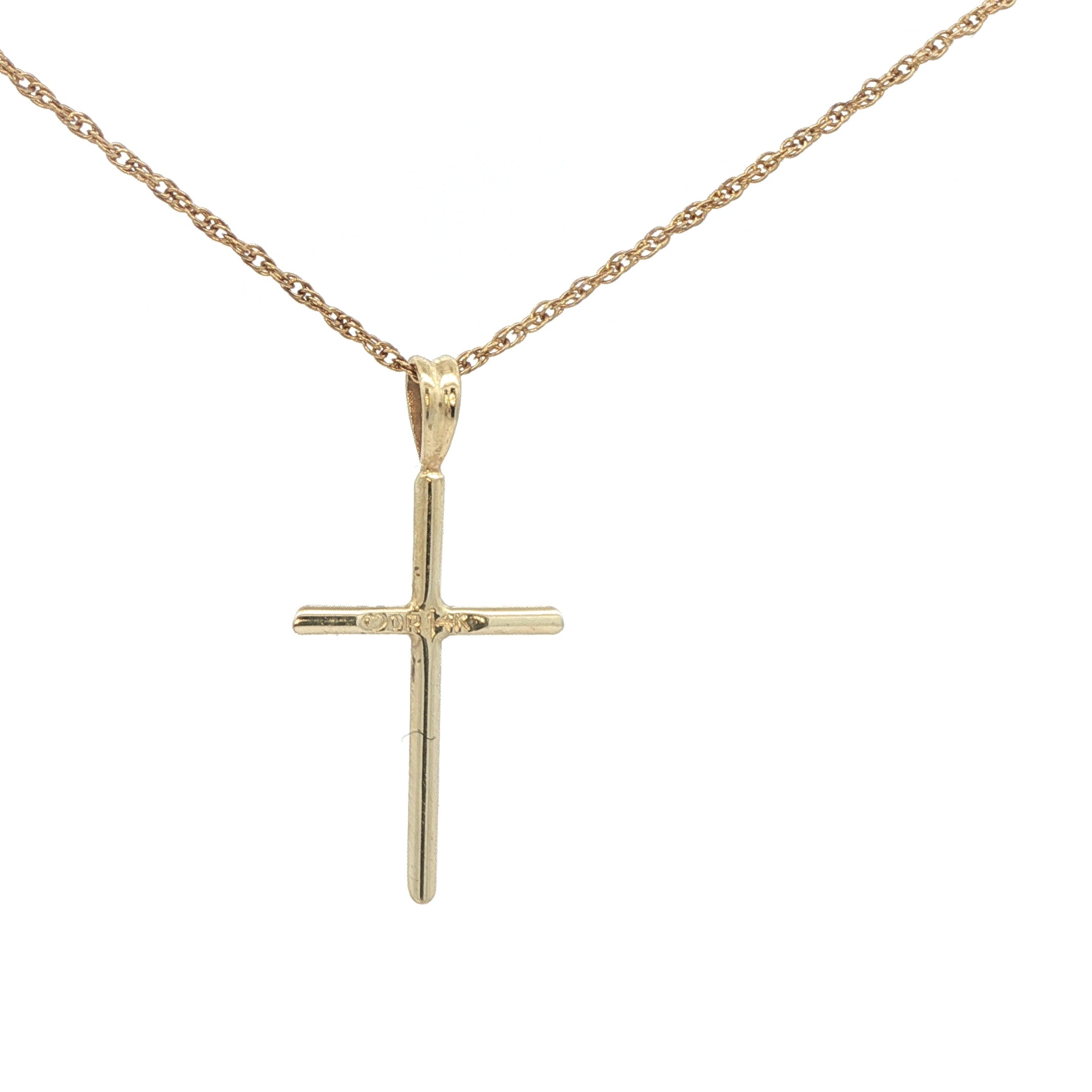 14K Yellow Gold Cross Pendant - Vintage Estate Jewelry