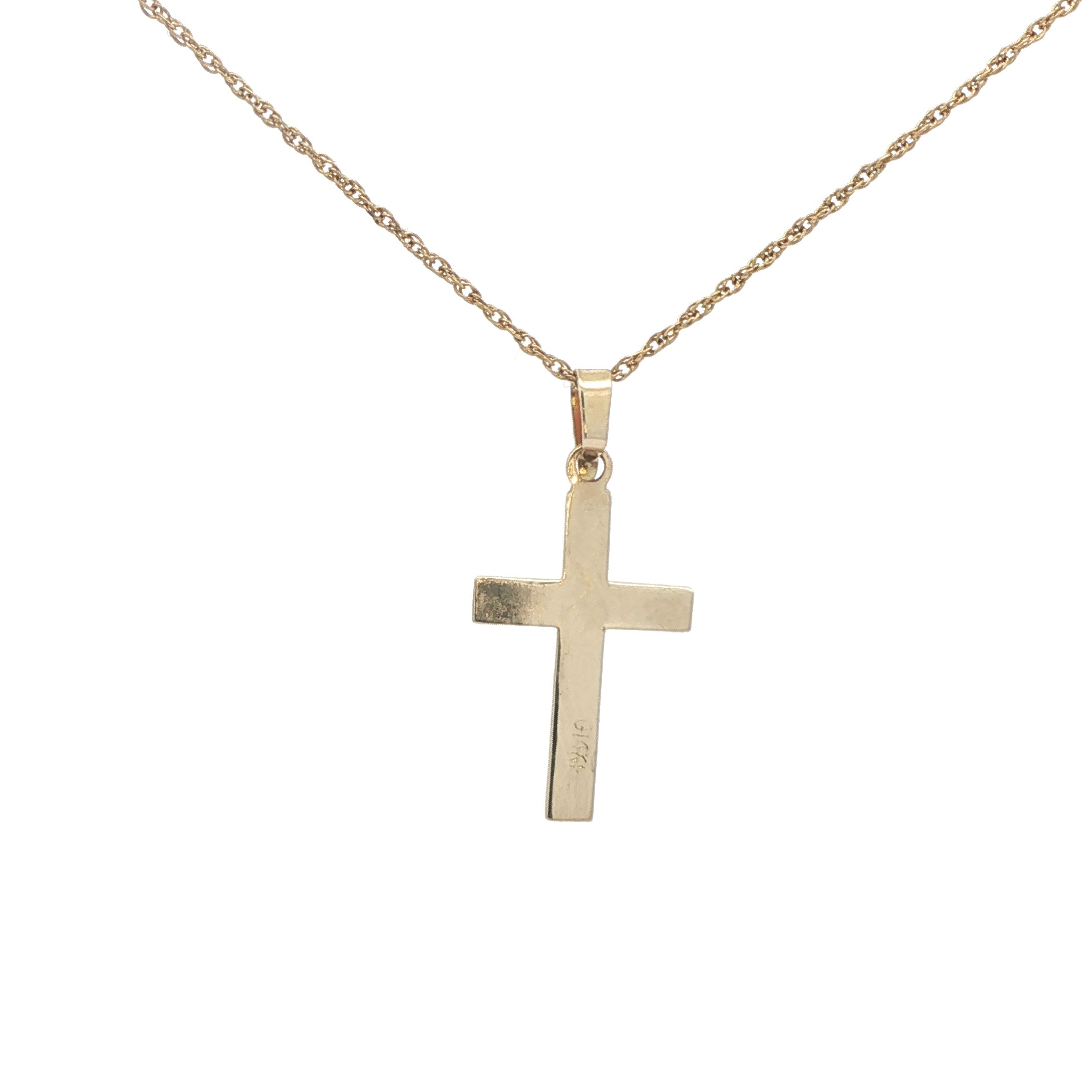 14K Yellow Gold Cross Pendant - Classic Polished Estate Style