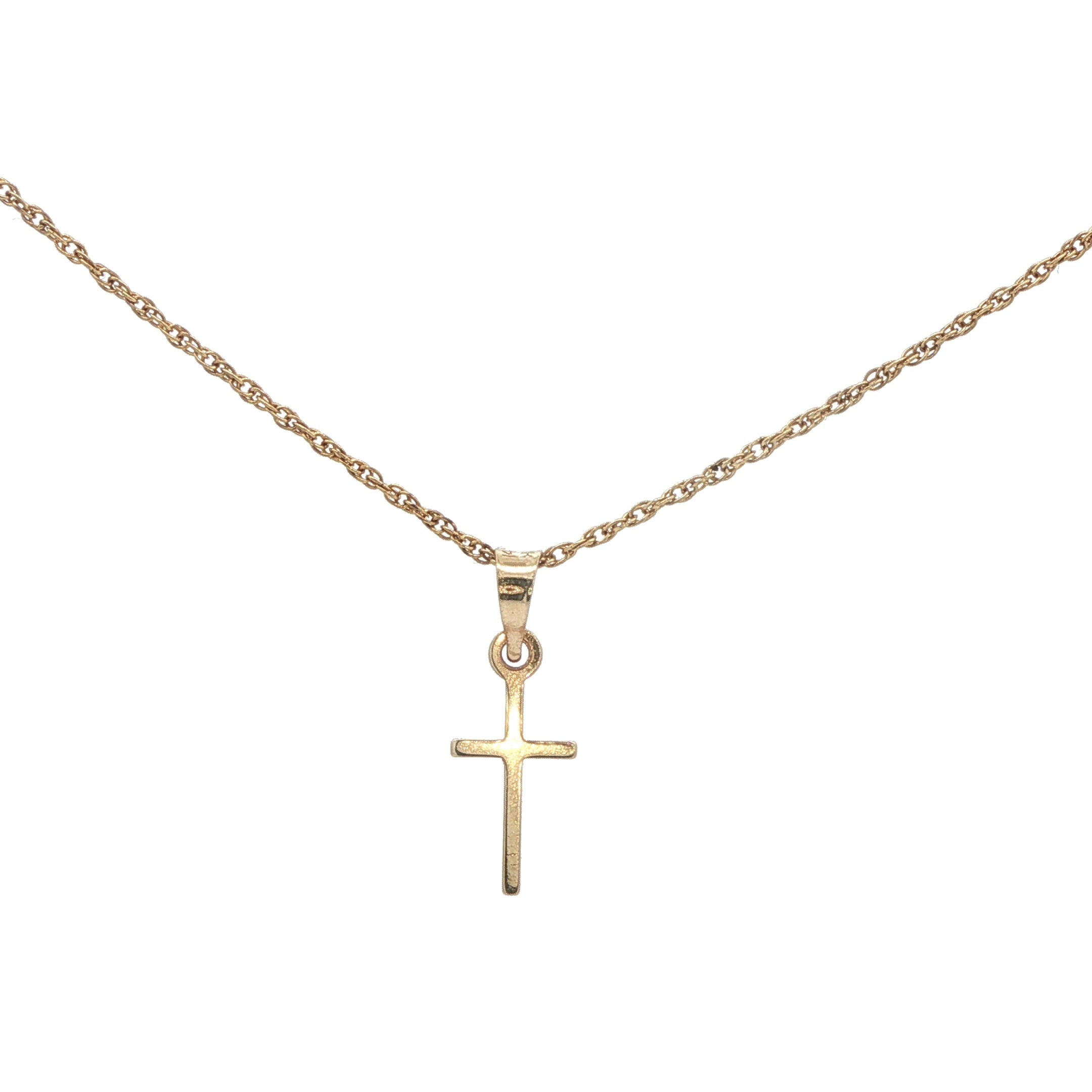 Estate Small 14K Yellow Gold Cross Pendant - Minimalist Faith Jewelry