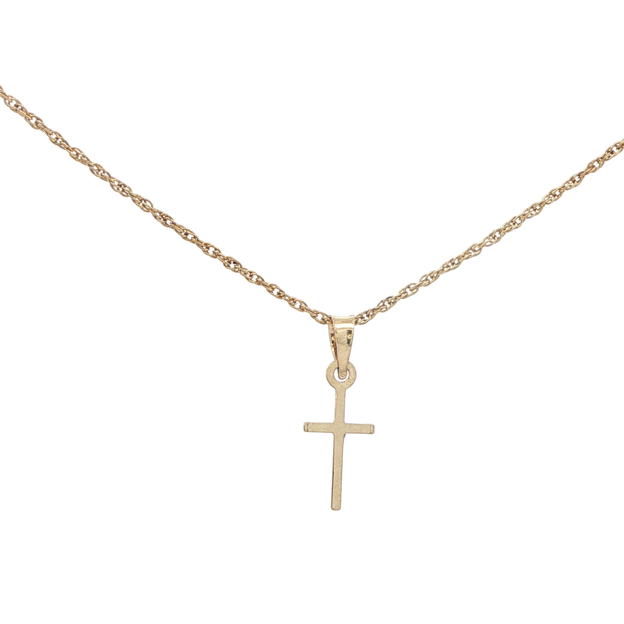 Estate Small 14K Yellow Gold Cross Pendant - Minimalist Faith Jewelry