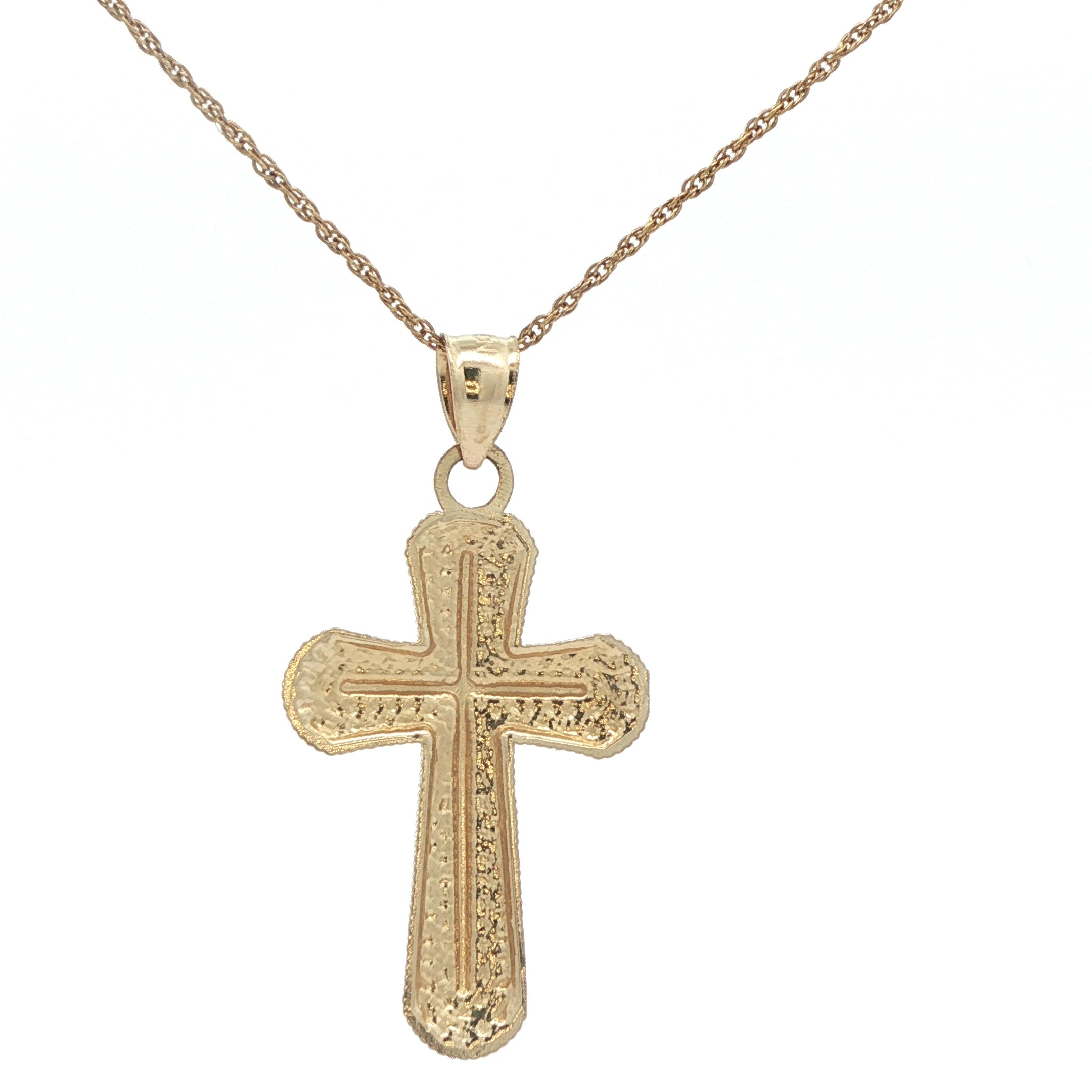 Vintage 1970s-80s Estate 14K Yellow Gold Diamond-Cut Cross Pendant