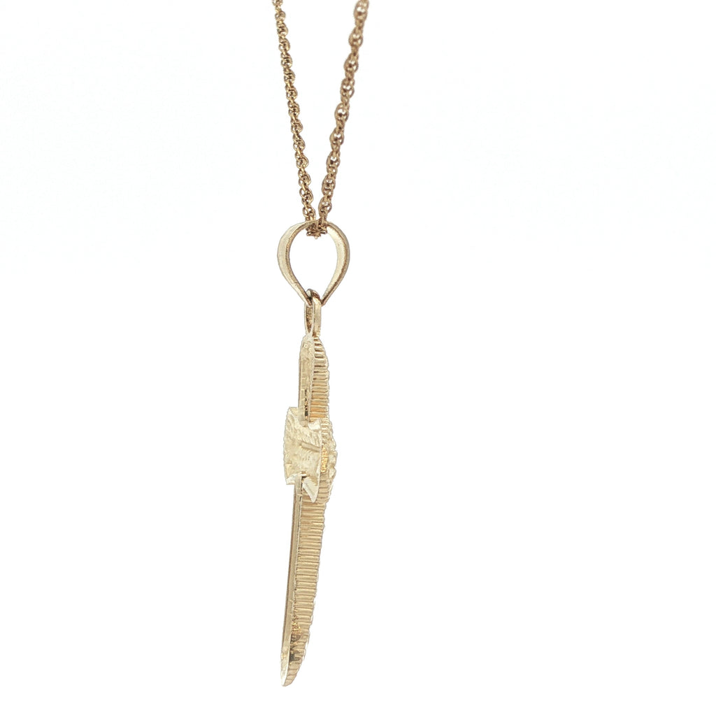 Vintage 1970s-80s Estate 14K Yellow Gold Diamond-Cut Cross Pendant