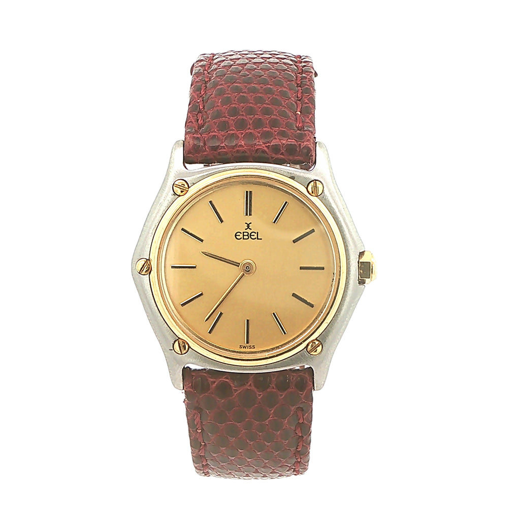 Estate Vintage 1980s–1990s Ebel Swiss Quartz Wristwatch 28mm x 29mm Gold-Tone Dial Two-Tone Case