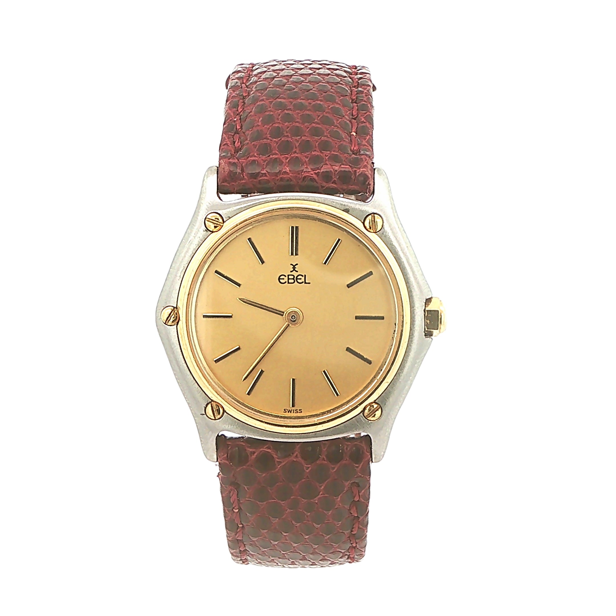Estate Vintage 1980s–1990s Ebel Swiss Quartz Wristwatch 28mm x 29mm Gold-Tone Dial Two-Tone Case