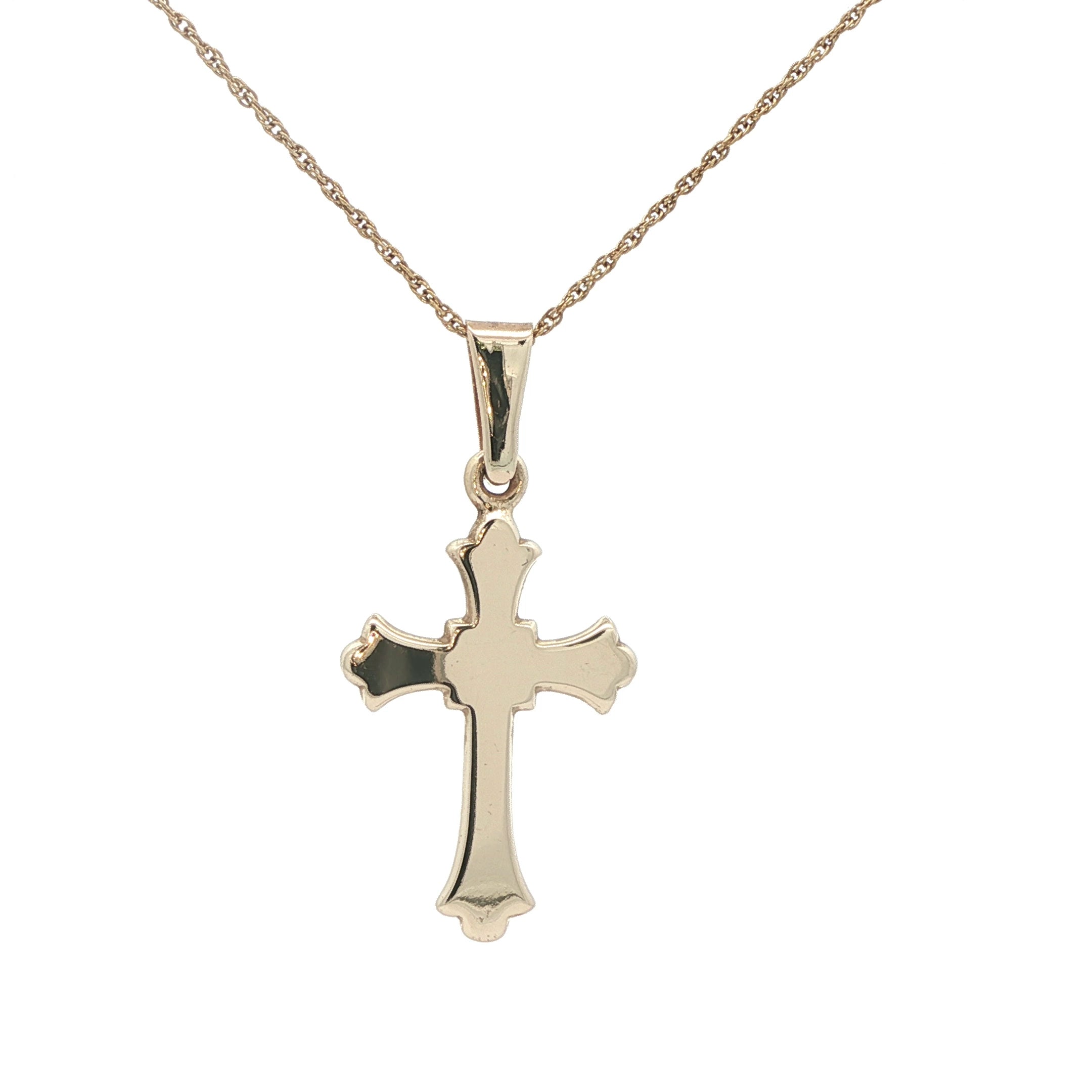 Vintage 14K Yellow Gold Flared Latin Cross Pendant - Estate Jewelry