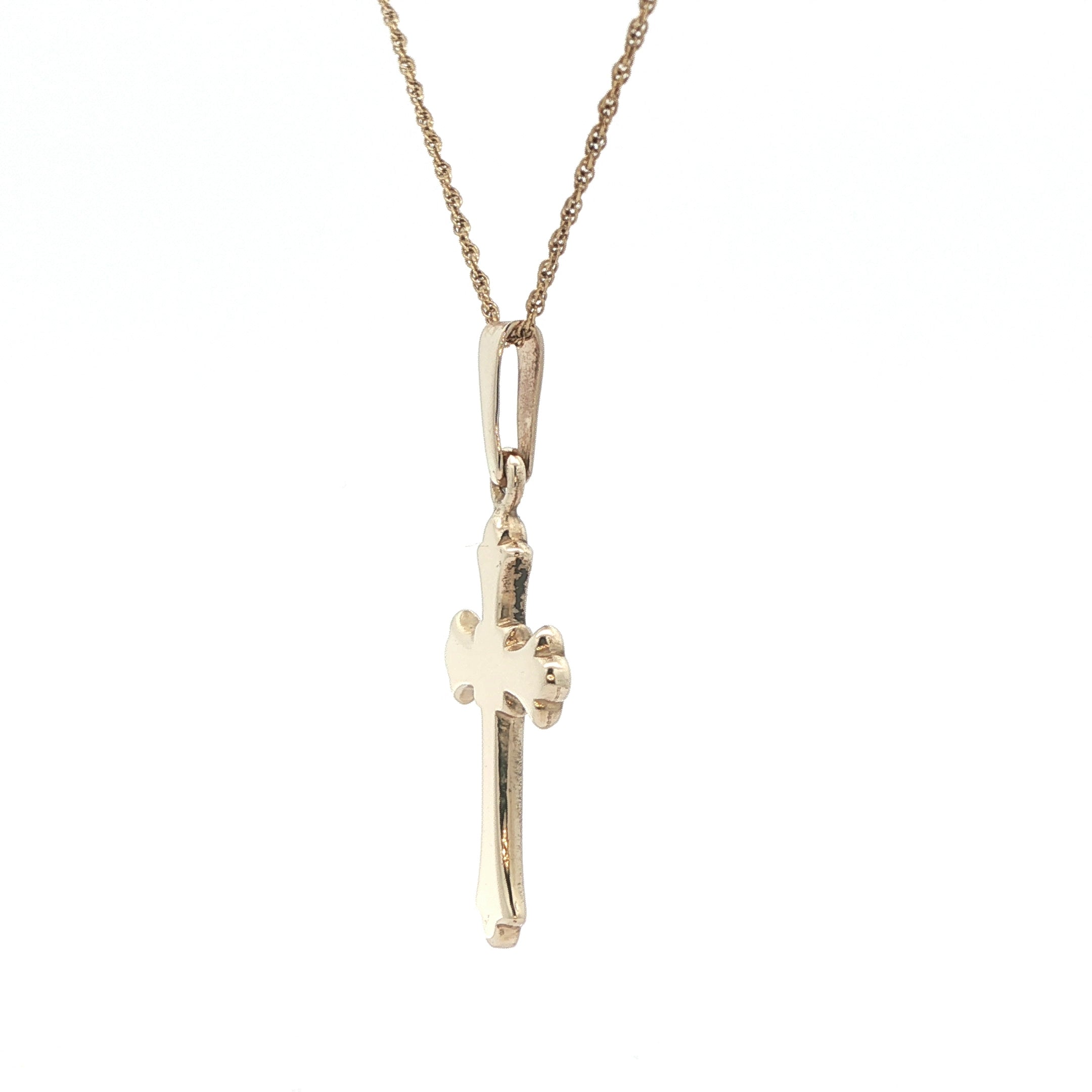 Vintage 14K Yellow Gold Flared Latin Cross Pendant - Estate Jewelry